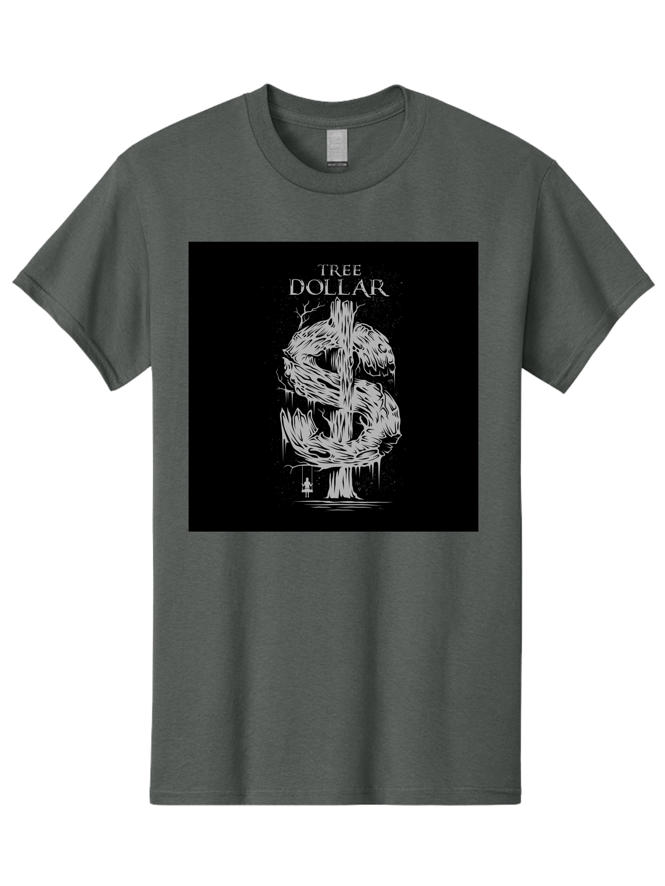 Tree-Dollar Men'S Graphic Tee, 100% Cotton, Comfortable Casual Summer Wear, Machine Washable, Dollar Sign Made Of Tree Branches, Wooden Currency Symbol, Environmental Finance, Eco-Friendly Money, Twisted Tree Trunk, Drip Art, Aab491