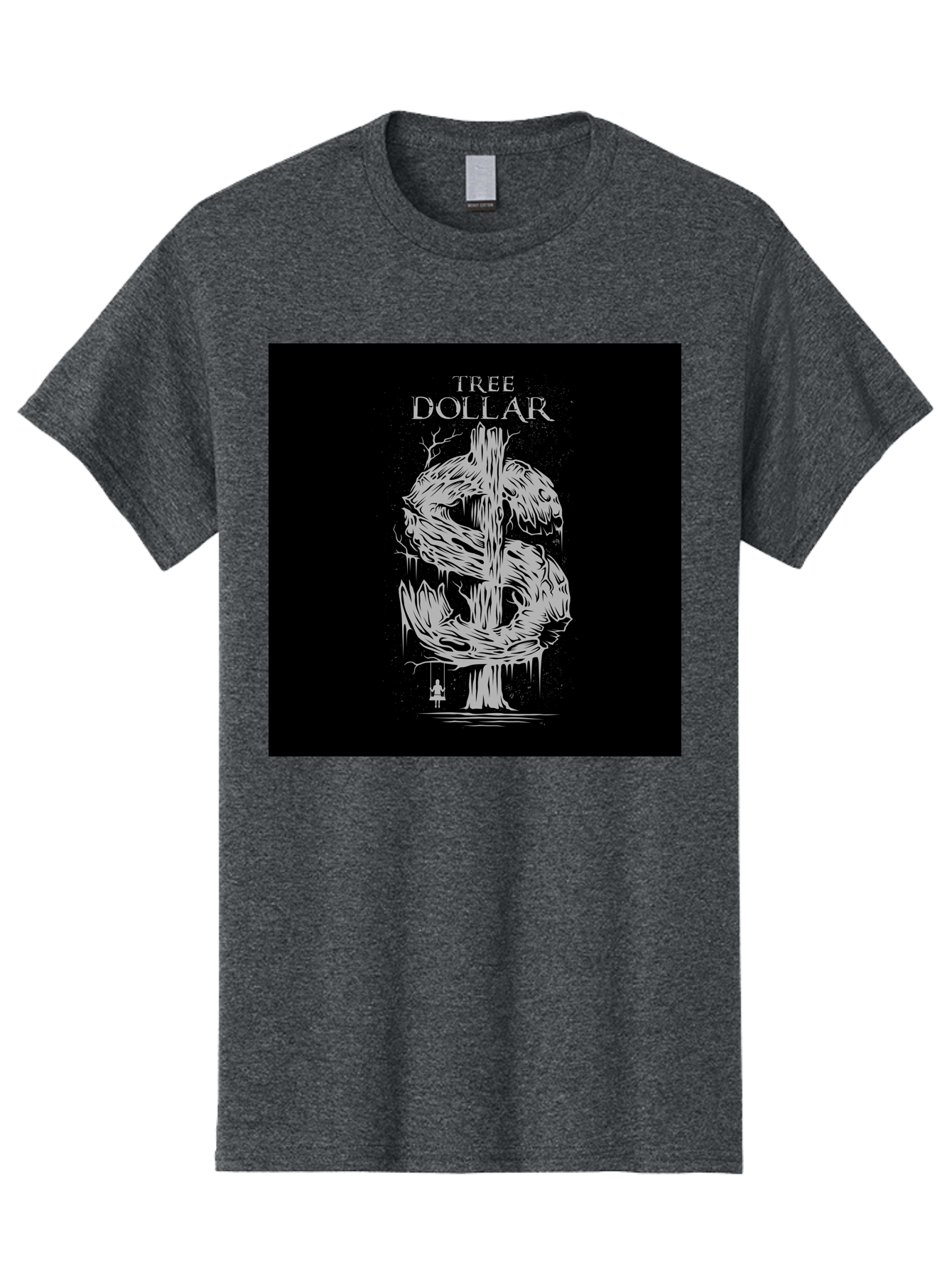 Tree-Dollar Men'S Graphic Tee, 100% Cotton, Comfortable Casual Summer Wear, Machine Washable, Dollar Sign Made Of Tree Branches, Wooden Currency Symbol, Environmental Finance, Eco-Friendly Money, Twisted Tree Trunk, Drip Art, Aab491