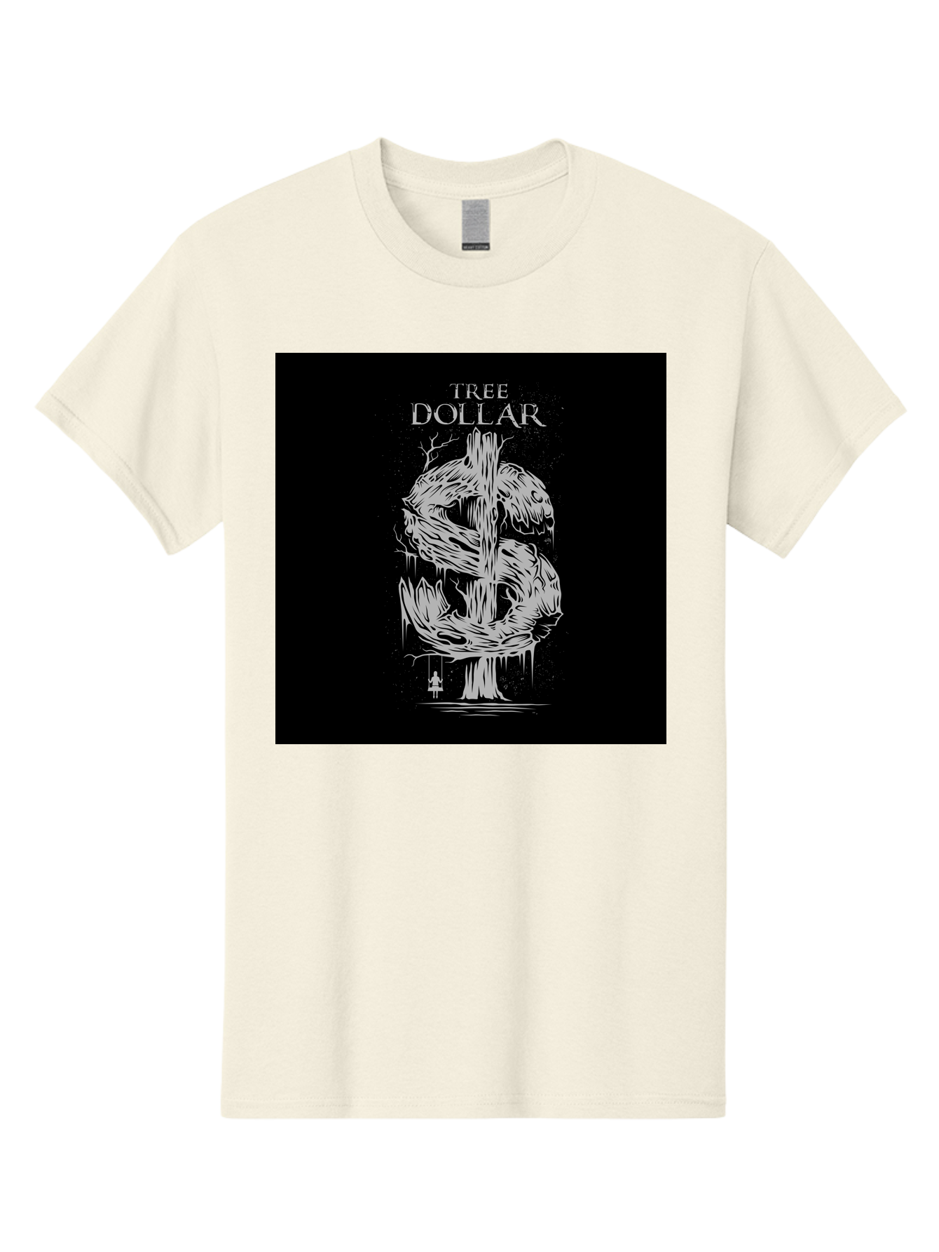 Tree-Dollar Men'S Graphic Tee, 100% Cotton, Comfortable Casual Summer Wear, Machine Washable, Dollar Sign Made Of Tree Branches, Wooden Currency Symbol, Environmental Finance, Eco-Friendly Money, Twisted Tree Trunk, Drip Art, Aab491