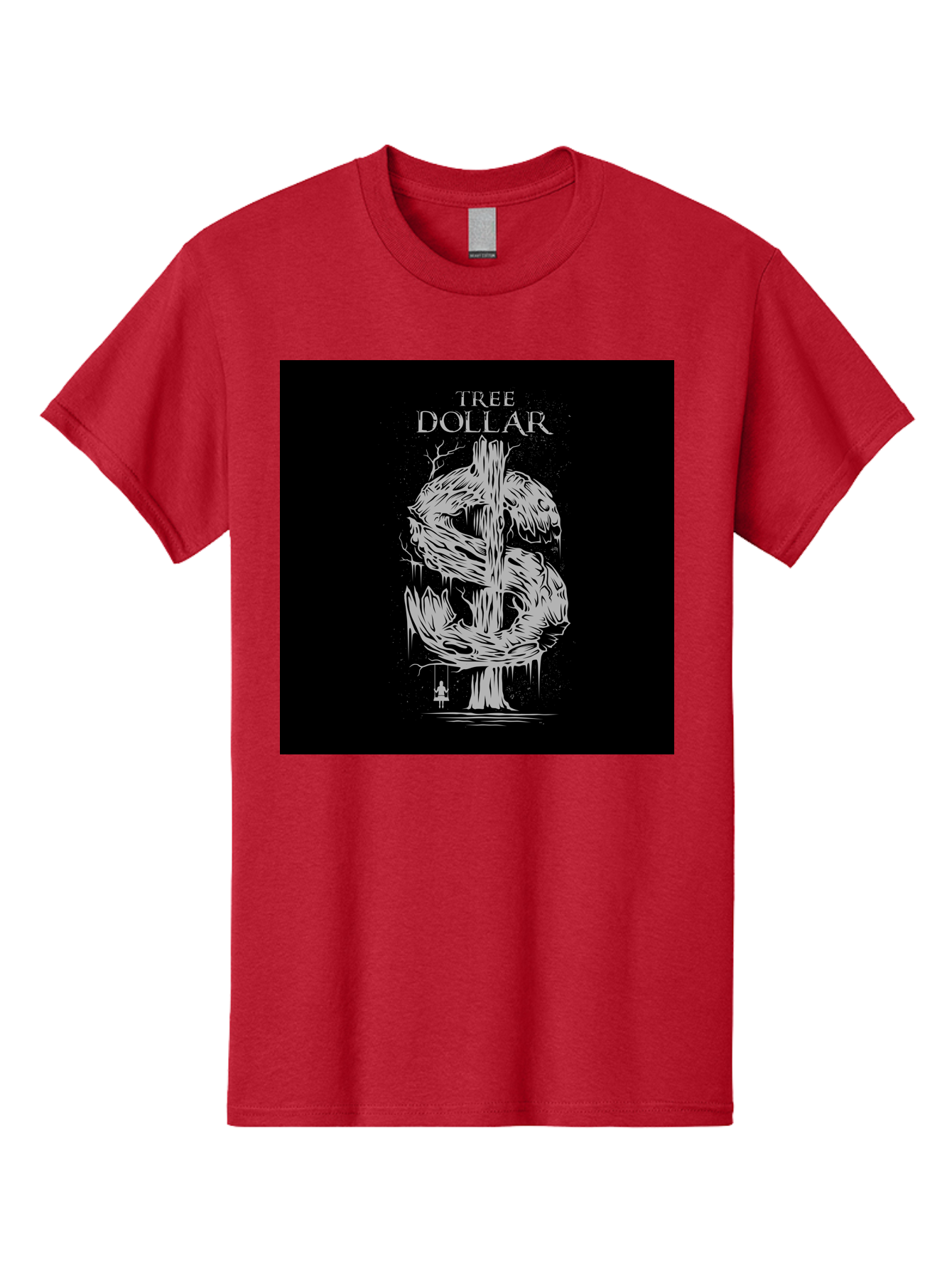Tree-Dollar Men'S Graphic Tee, 100% Cotton, Comfortable Casual Summer Wear, Machine Washable, Dollar Sign Made Of Tree Branches, Wooden Currency Symbol, Environmental Finance, Eco-Friendly Money, Twisted Tree Trunk, Drip Art, Aab491
