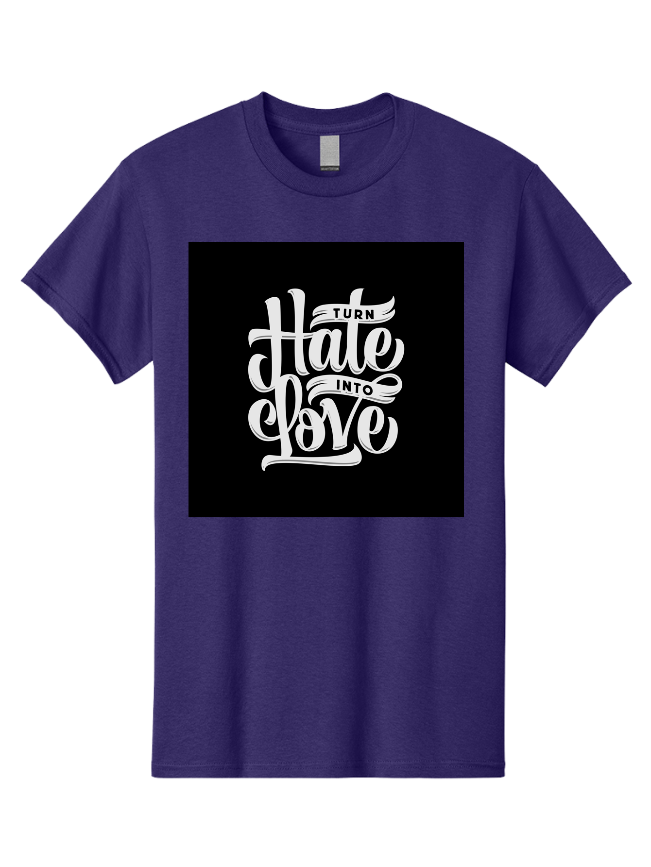 Turn-Hate-Into-Love Men'S Graphic Tee, 100% Cotton, Comfortable Casual Summer Wear, Machine Washable, Inspirational Quotes, Motivational Sayings, Positive Affirmations, Kindness Messages, Peace Signs, Emotional Support, Uplifting Words, Aab492