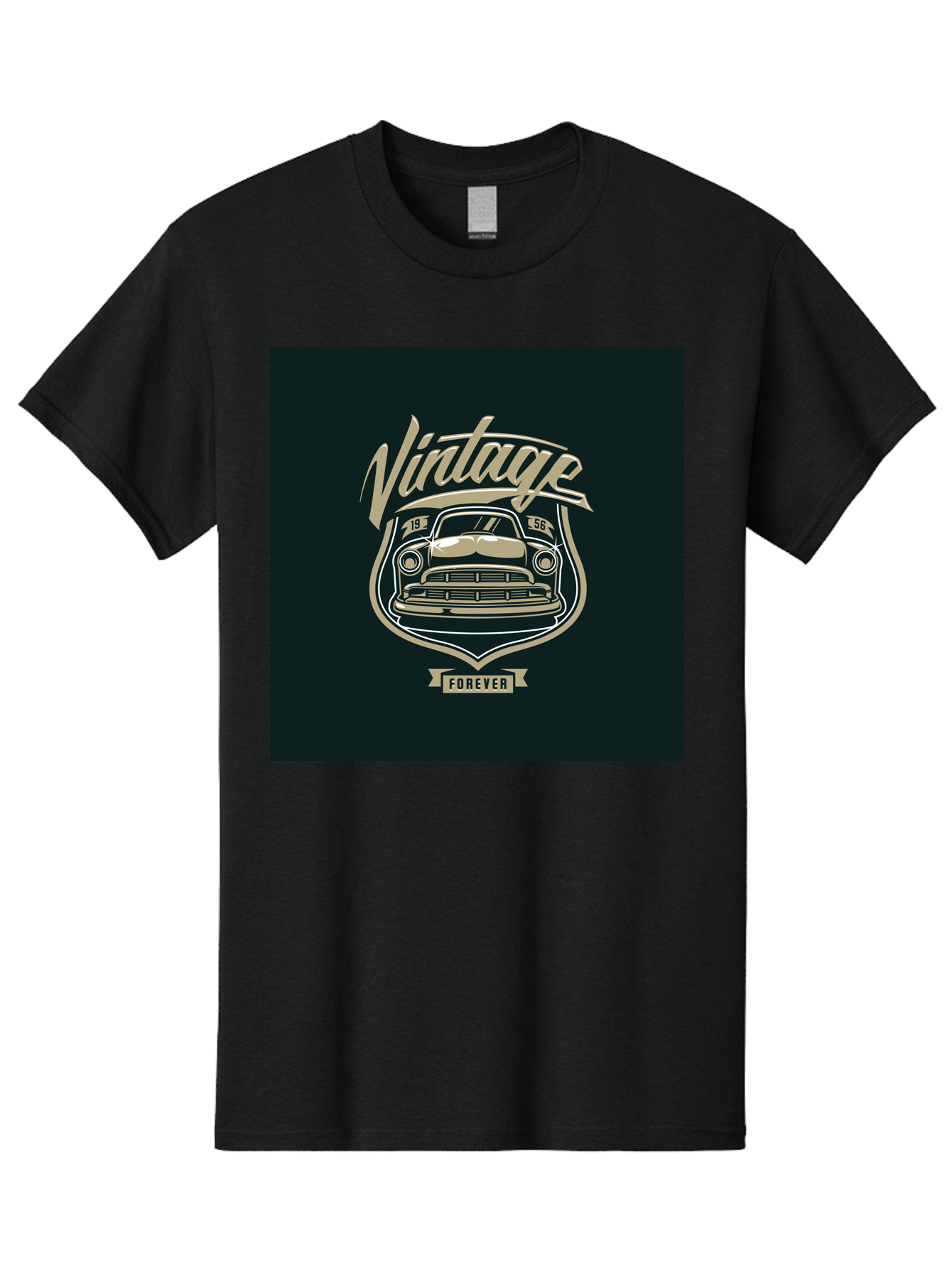 Vintage-Forever Men'S Graphic Tee, 100% Cotton, Comfortable Casual Summer Wear, Machine Washable, Vintage Car, Classic Automobile, Retro Vehicle, 1956 Model, Nostalgic Design, Vintage Forever, Vintage Car Logo, Retro Car Emblem, Aab494