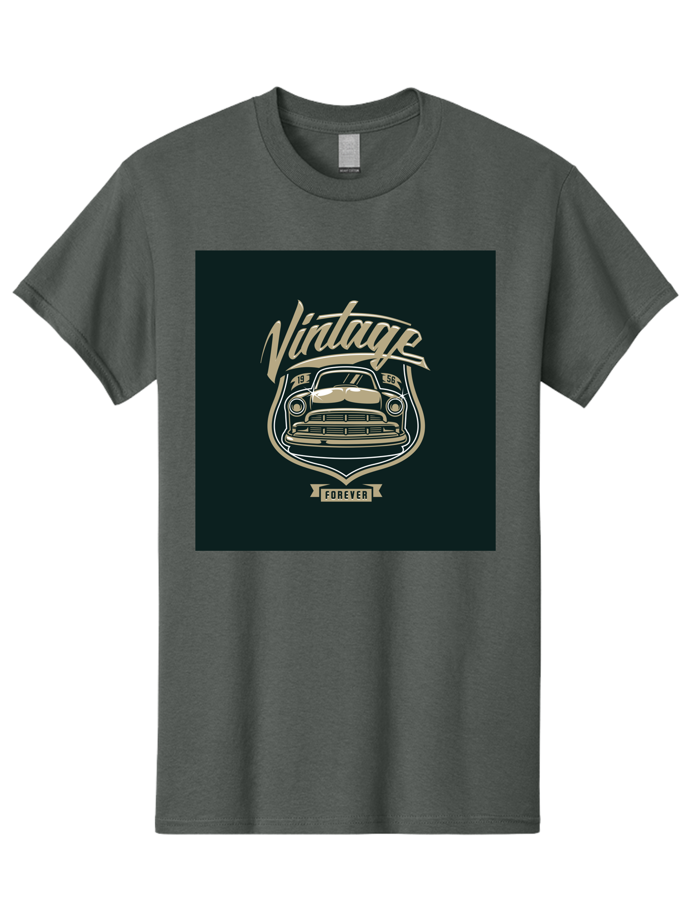 Vintage-Forever Men'S Graphic Tee, 100% Cotton, Comfortable Casual Summer Wear, Machine Washable, Vintage Car, Classic Automobile, Retro Vehicle, 1956 Model, Nostalgic Design, Vintage Forever, Vintage Car Logo, Retro Car Emblem, Aab494