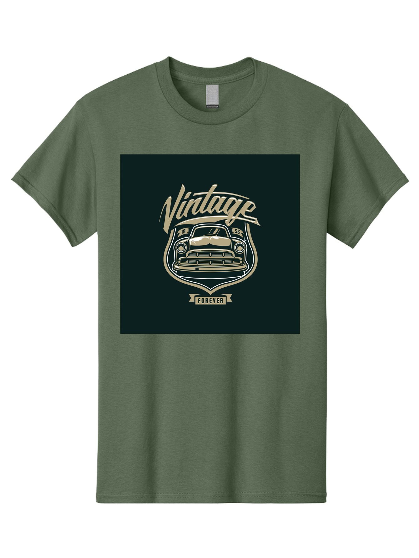 Vintage-Forever Men'S Graphic Tee, 100% Cotton, Comfortable Casual Summer Wear, Machine Washable, Vintage Car, Classic Automobile, Retro Vehicle, 1956 Model, Nostalgic Design, Vintage Forever, Vintage Car Logo, Retro Car Emblem, Aab494