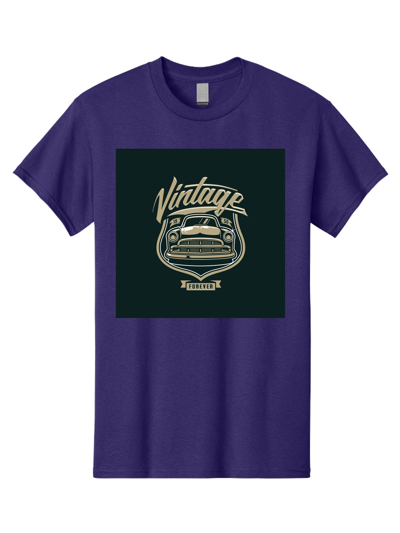 Vintage-Forever Men'S Graphic Tee, 100% Cotton, Comfortable Casual Summer Wear, Machine Washable, Vintage Car, Classic Automobile, Retro Vehicle, 1956 Model, Nostalgic Design, Vintage Forever, Vintage Car Logo, Retro Car Emblem, Aab494
