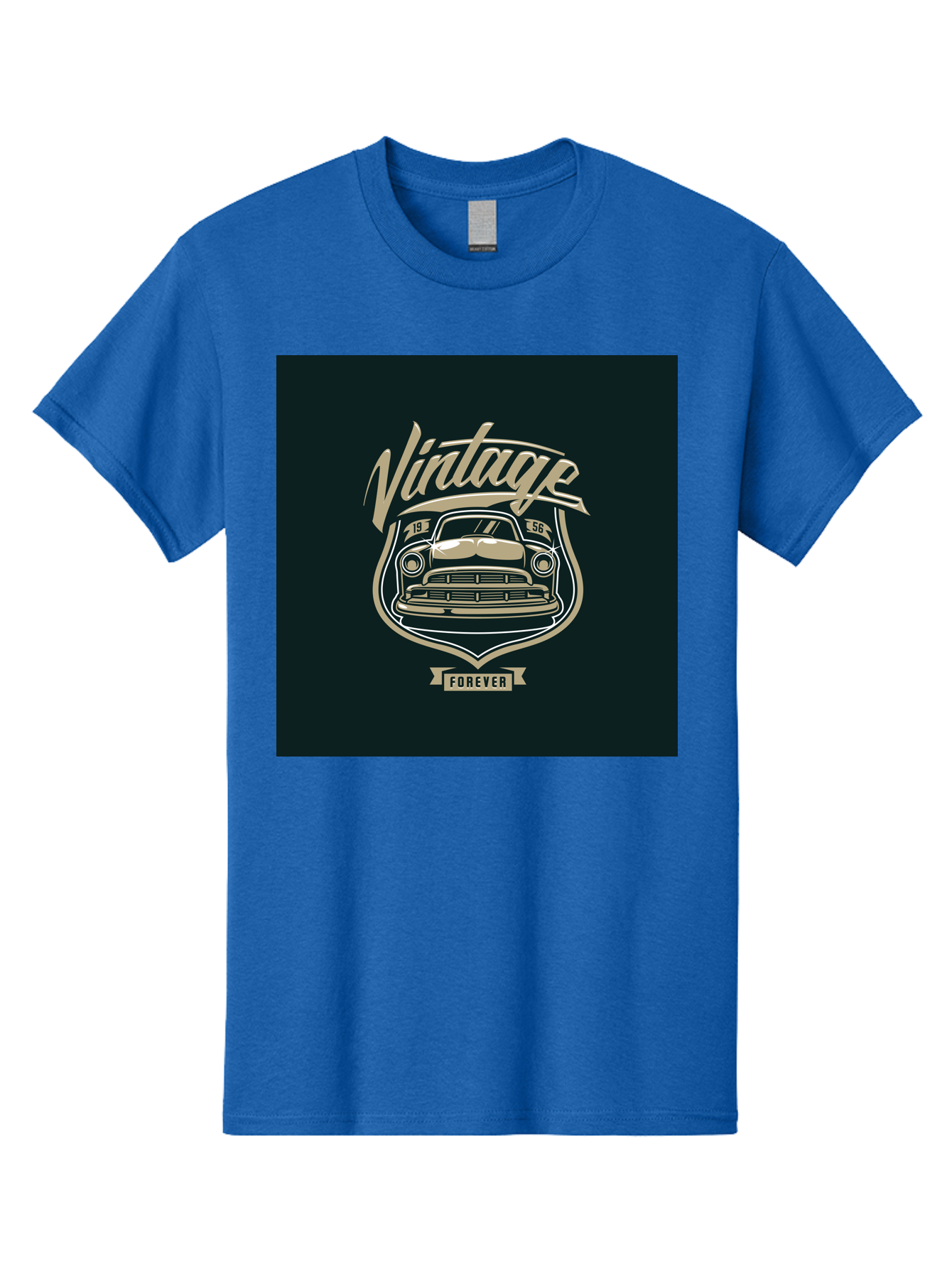 Vintage-Forever Men'S Graphic Tee, 100% Cotton, Comfortable Casual Summer Wear, Machine Washable, Vintage Car, Classic Automobile, Retro Vehicle, 1956 Model, Nostalgic Design, Vintage Forever, Vintage Car Logo, Retro Car Emblem, Aab494