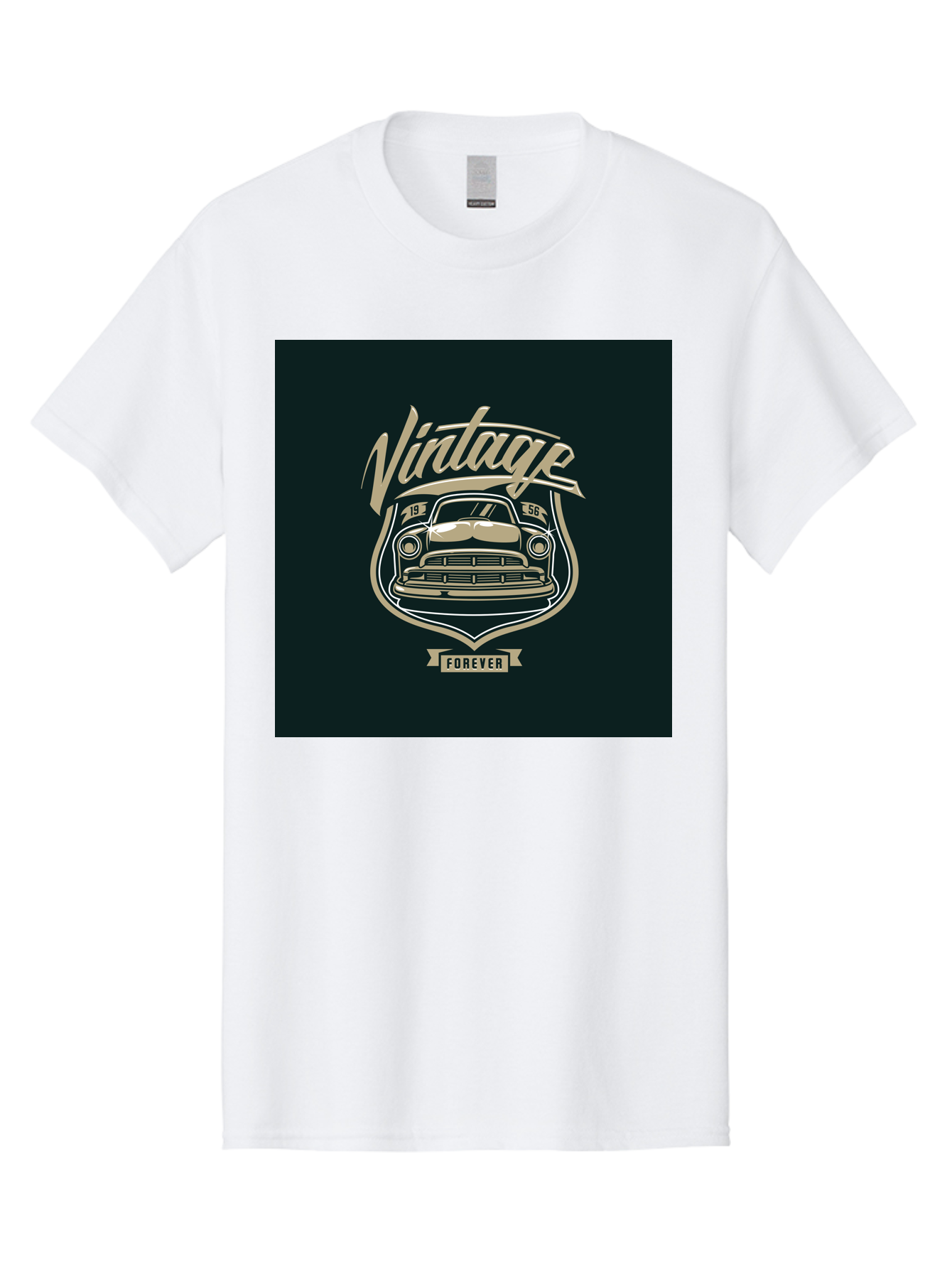 Vintage-Forever Men'S Graphic Tee, 100% Cotton, Comfortable Casual Summer Wear, Machine Washable, Vintage Car, Classic Automobile, Retro Vehicle, 1956 Model, Nostalgic Design, Vintage Forever, Vintage Car Logo, Retro Car Emblem, Aab494