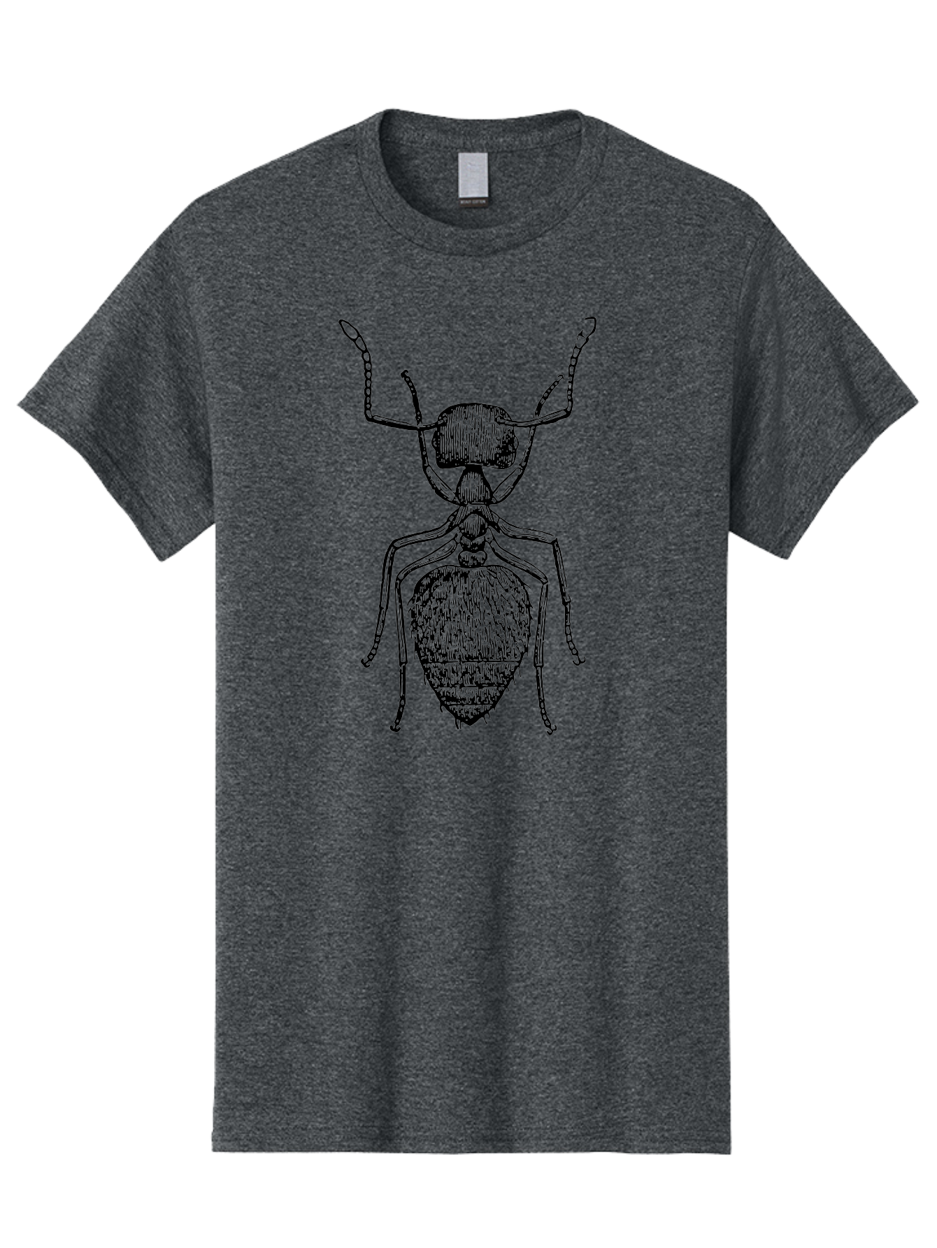 Ant-Illustration Men'S Graphic Tee, 100% Cotton, Comfortable Casual Summer Wear, Machine Washable, Black Ant, Insect Art, Detailed Drawing, Entomology, Bug Illustration, Insect Anatomy, Natural History Aab495