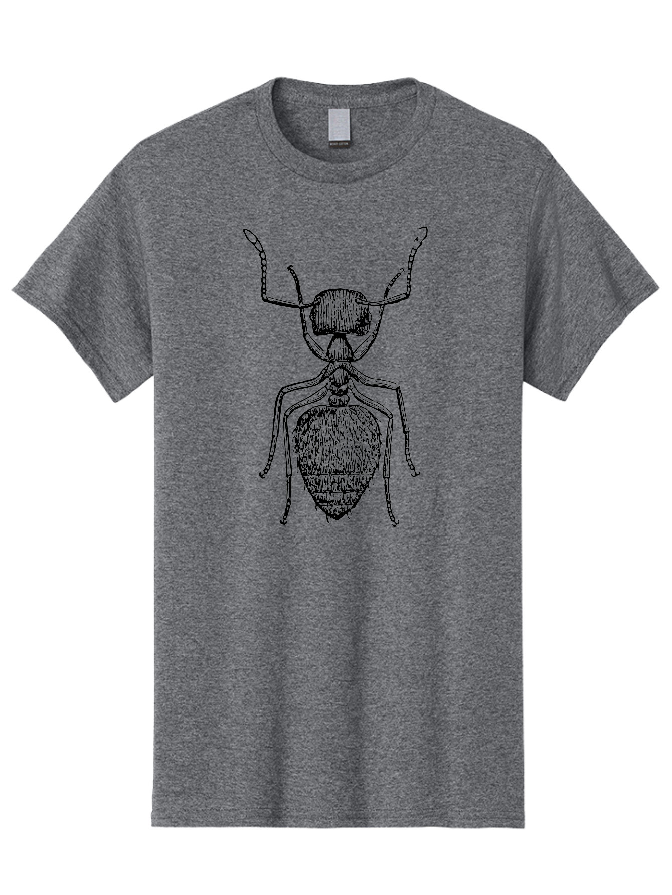 Ant-Illustration Men'S Graphic Tee, 100% Cotton, Comfortable Casual Summer Wear, Machine Washable, Black Ant, Insect Art, Detailed Drawing, Entomology, Bug Illustration, Insect Anatomy, Natural History Aab495