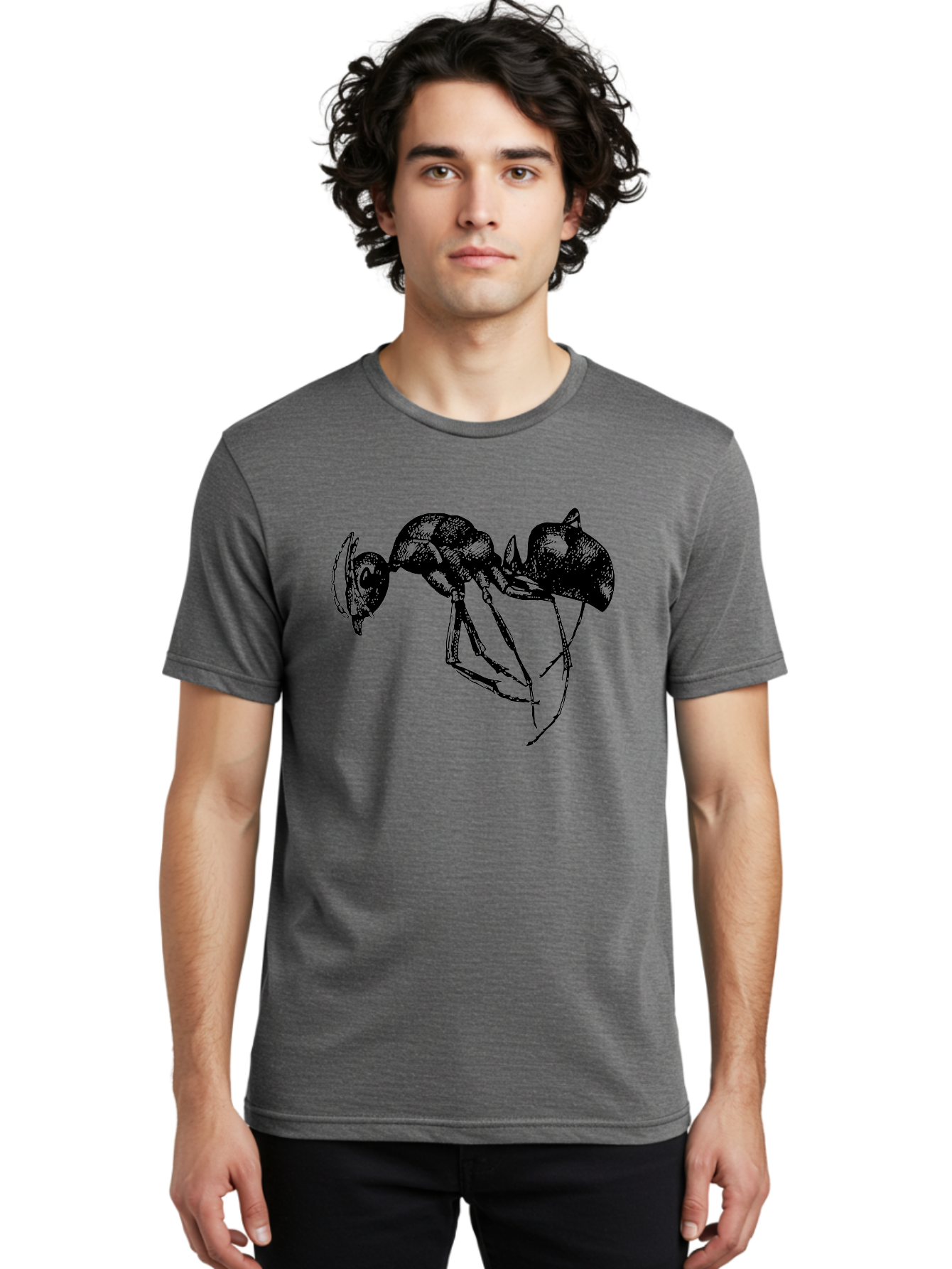 Ant Men'S Graphic Tee, 100% Cotton, Comfortable Casual Summer Wear, Machine Washable, Black Ant, Insect Illustration, Detailed Drawing, Sketch Art, Nature Graphic, Bug Design, Entomology, Wildlife Art Aab496