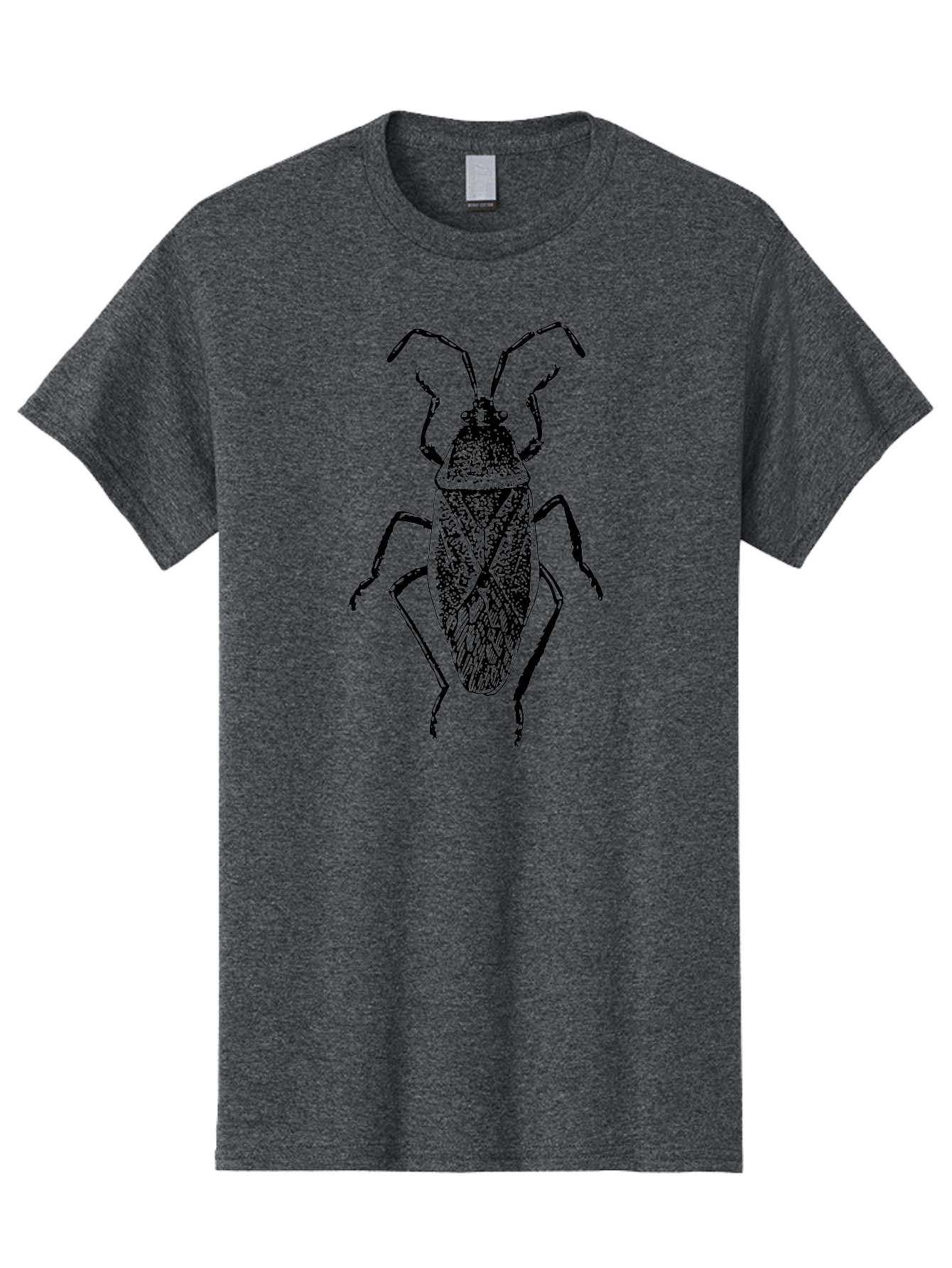 Assassin-Bug Men'S Graphic Tee, 100% Cotton, Comfortable Casual Summer Wear, Machine Washable, Assassin Bug, Insect Anatomy, Entomology Art, Detailed Illustration, Black And Green, Vintage Style, Insect Wings, Bug Legs, Creepy Crawlers Aab497