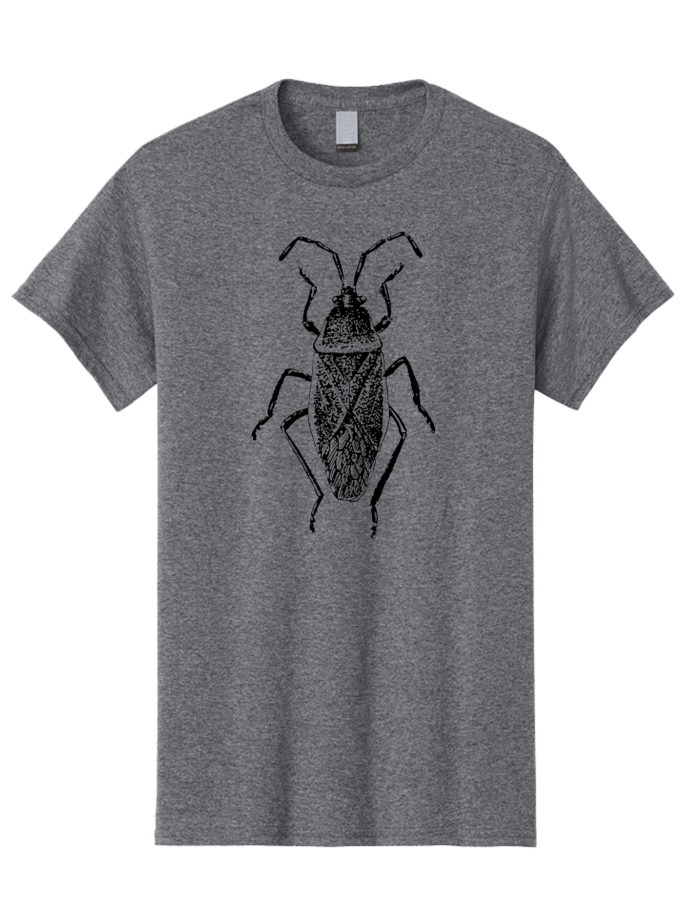 Assassin-Bug Men'S Graphic Tee, 100% Cotton, Comfortable Casual Summer Wear, Machine Washable, Assassin Bug, Insect Anatomy, Entomology Art, Detailed Illustration, Black And Green, Vintage Style, Insect Wings, Bug Legs, Creepy Crawlers Aab497