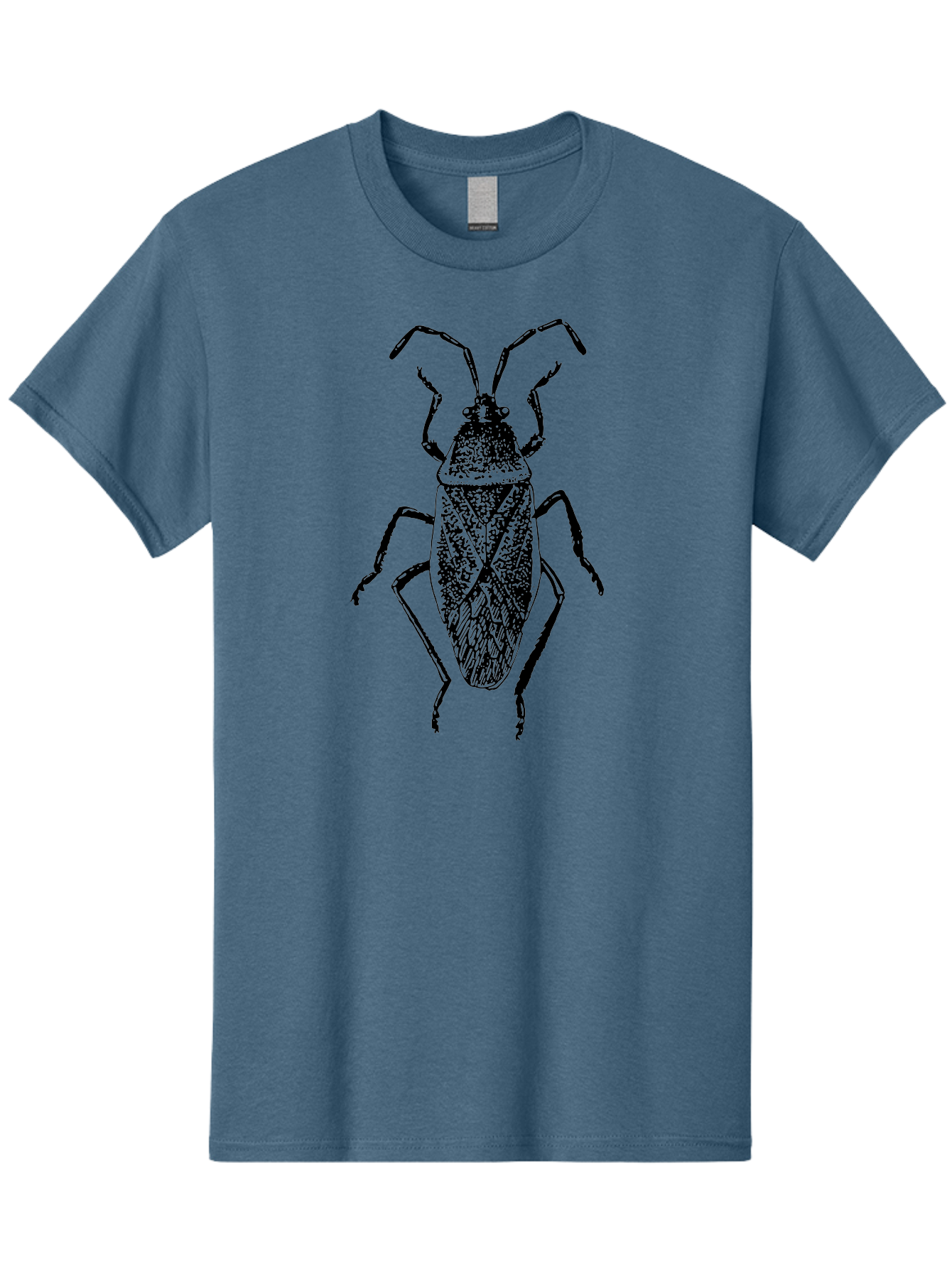 Assassin-Bug Men'S Graphic Tee, 100% Cotton, Comfortable Casual Summer Wear, Machine Washable, Assassin Bug, Insect Anatomy, Entomology Art, Detailed Illustration, Black And Green, Vintage Style, Insect Wings, Bug Legs, Creepy Crawlers Aab497