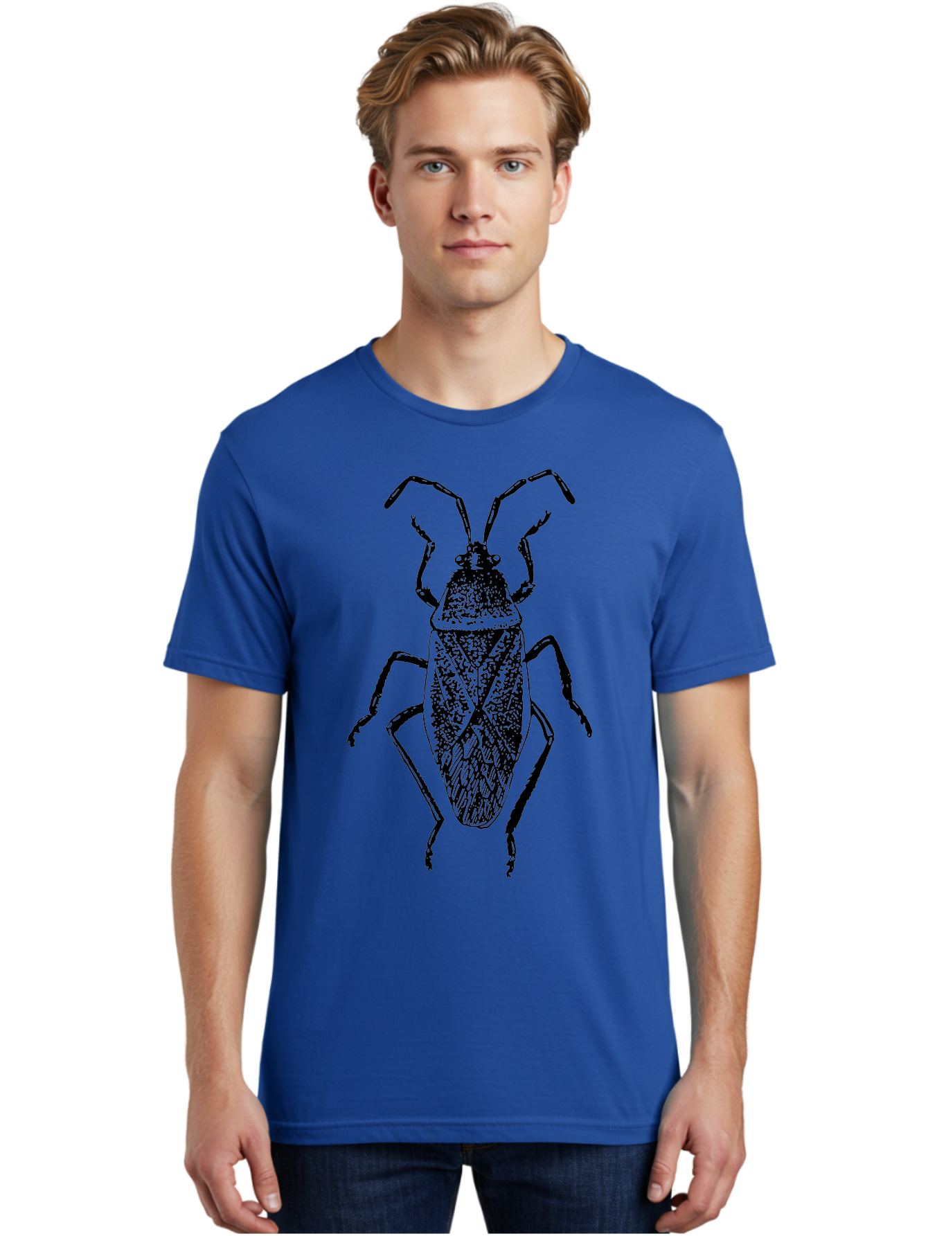 Assassin-Bug Men'S Graphic Tee, 100% Cotton, Comfortable Casual Summer Wear, Machine Washable, Assassin Bug, Insect Anatomy, Entomology Art, Detailed Illustration, Black And Green, Vintage Style, Insect Wings, Bug Legs, Creepy Crawlers Aab497