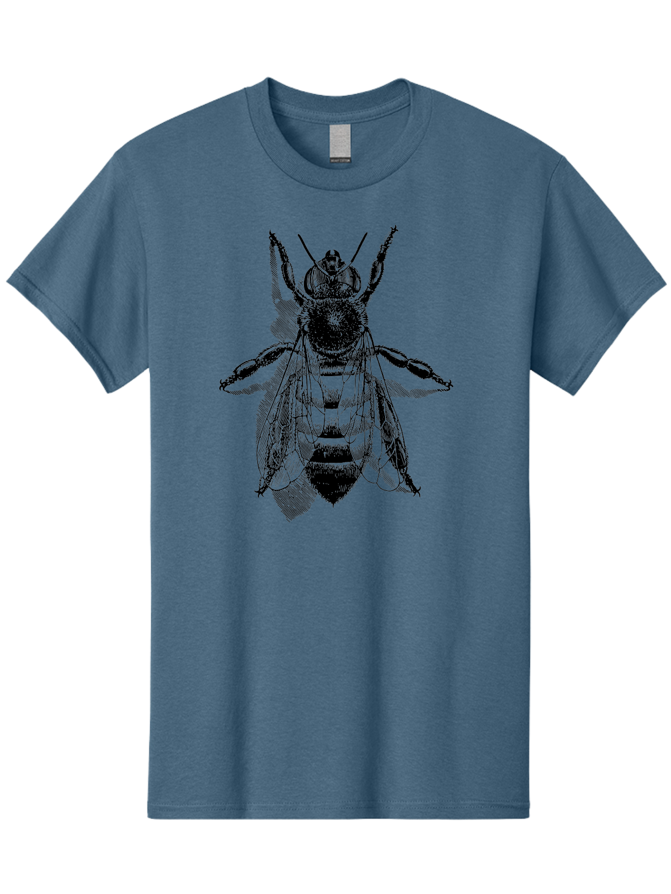 Bee-1 Men'S Graphic Tee, 100% Cotton, Comfortable Casual Summer Wear, Machine Washable, Honey Bee, Insect Anatomy, Detailed Illustration, Black And Green, Bee Species, Entomology Art, Wildlife Graphics, Nature Illustration, Detailed Drawing Aab498