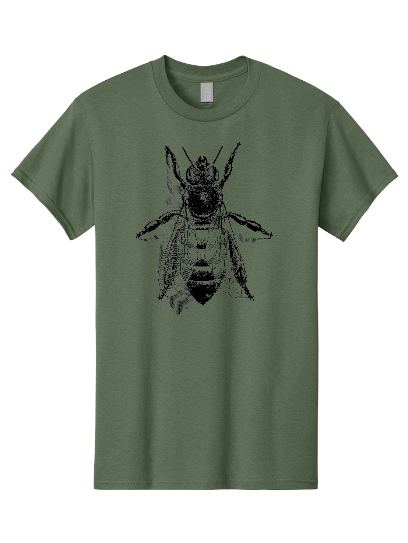 Bee-1 Men'S Graphic Tee, 100% Cotton, Comfortable Casual Summer Wear, Machine Washable, Honey Bee, Insect Anatomy, Detailed Illustration, Black And Green, Bee Species, Entomology Art, Wildlife Graphics, Nature Illustration, Detailed Drawing Aab498