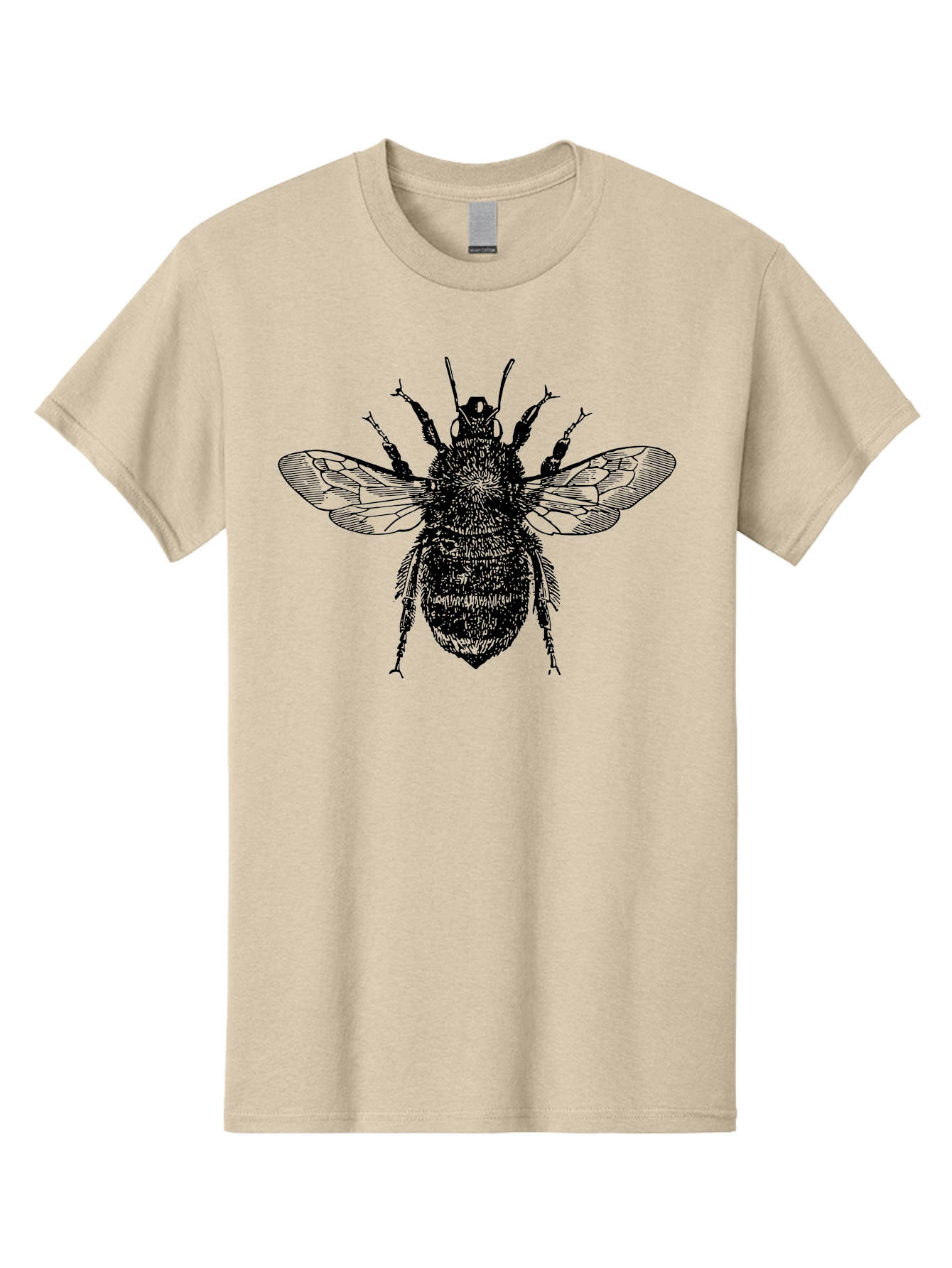 Bee-2 Men'S Graphic Tee, 100% Cotton, Comfortable Casual Summer Wear, Machine Washable, Black And Green Bee Illustration, Honey Bee, Insect Art, Detailed Drawing, Entomology, Wildlife Illustration Aab499