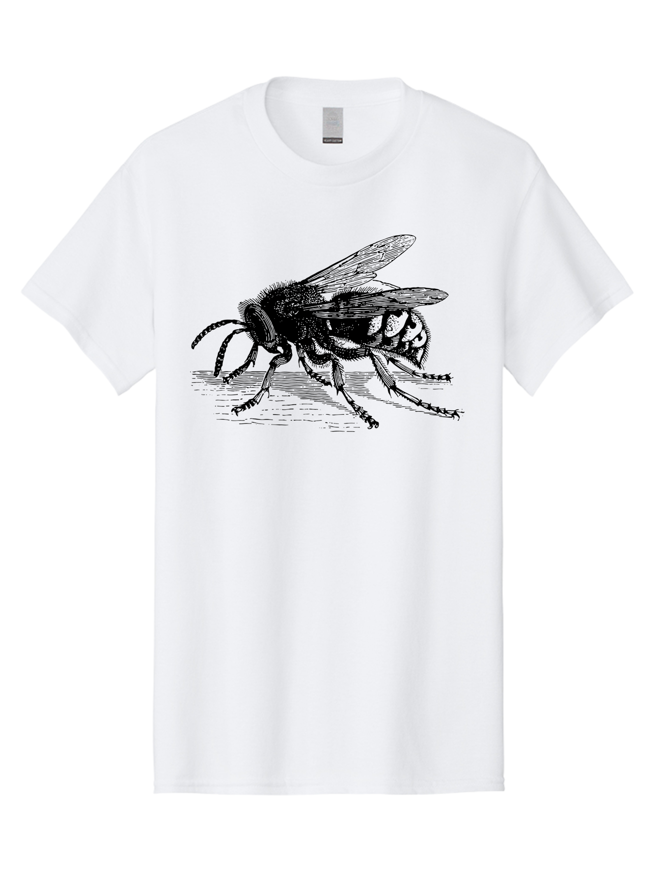 Bee-3 Men'S Graphic Tee, 100% Cotton, Comfortable Casual Summer Wear, Machine Washable, Black And White Bee Illustration, Insect Artwork, Detailed Drawing, Honey Bee, Wildlife Graphic, Vintage Style, Entomology Art, Aab500