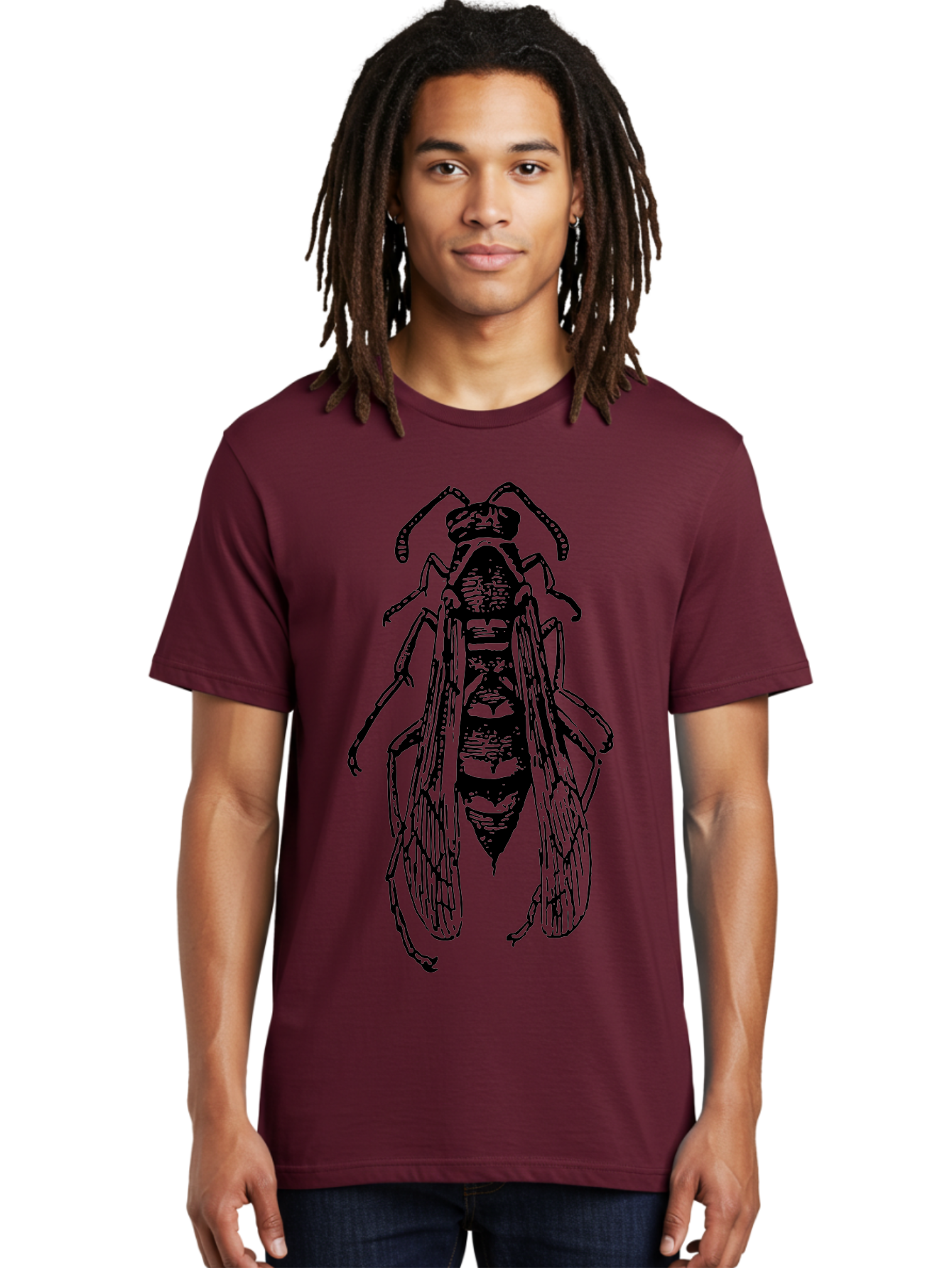 Bee-4 Men'S Graphic Tee, 100% Cotton, Comfortable Casual Summer Wear, Machine Washable, Black Wasp Illustration, Insect Drawing, Entomology Art, Wasp Anatomy, Wildlife Illustration, Graphic Design, Insect Wings, Abstract Art Aab501