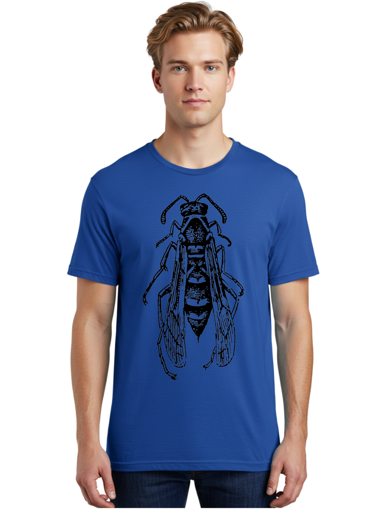 Bee-4 Men'S Graphic Tee, 100% Cotton, Comfortable Casual Summer Wear, Machine Washable, Black Wasp Illustration, Insect Drawing, Entomology Art, Wasp Anatomy, Wildlife Illustration, Graphic Design, Insect Wings, Abstract Art Aab501