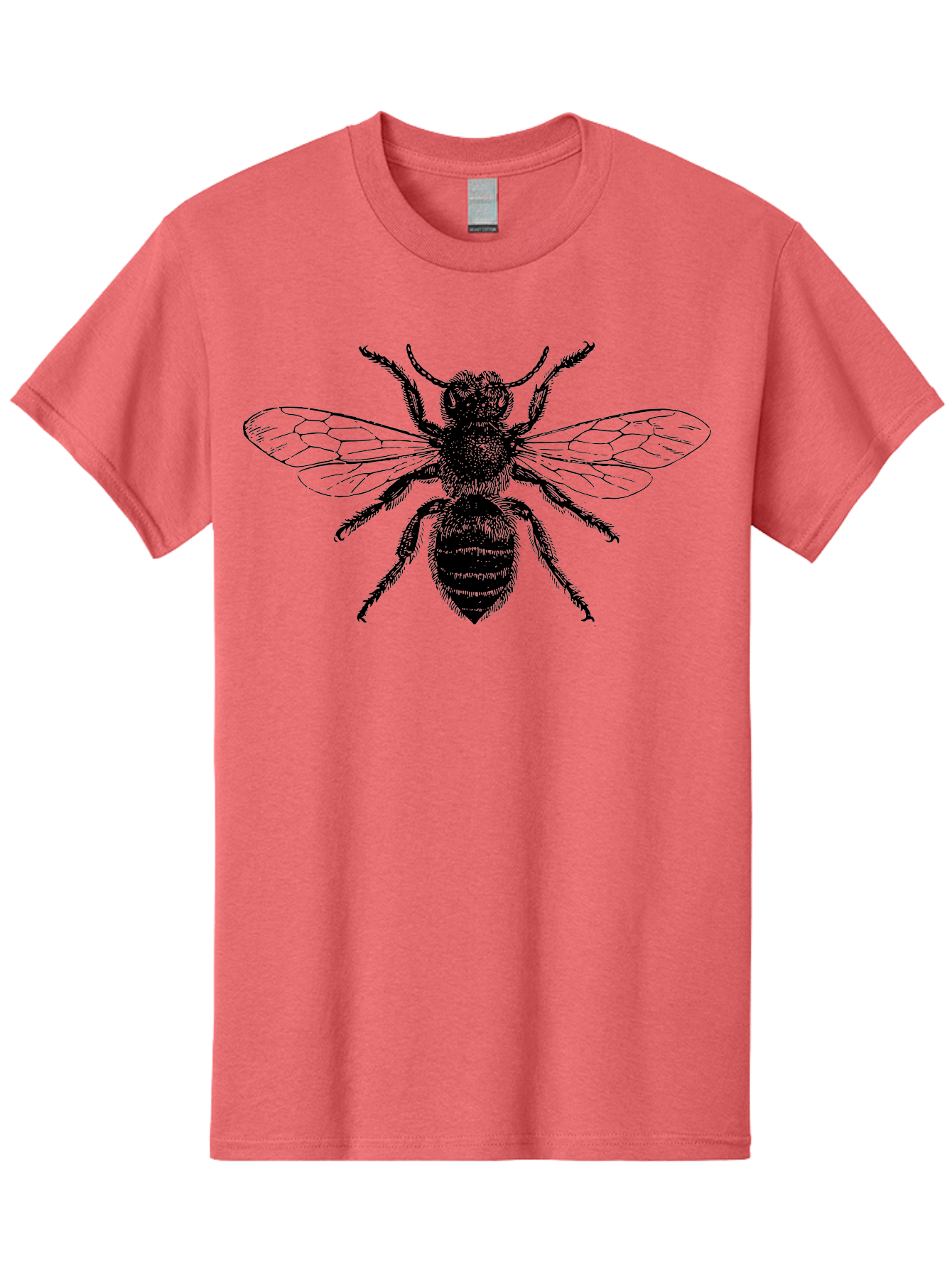 Bee-Illustration Men'S Graphic Tee, 100% Cotton, Comfortable Casual Summer Wear, Machine Washable, Bee With Striped Body, Black And White Illustration, Insect Art, Detailed Drawing, Winged Creature, Pollinator, Nature Graphic, Simple Design Aab502