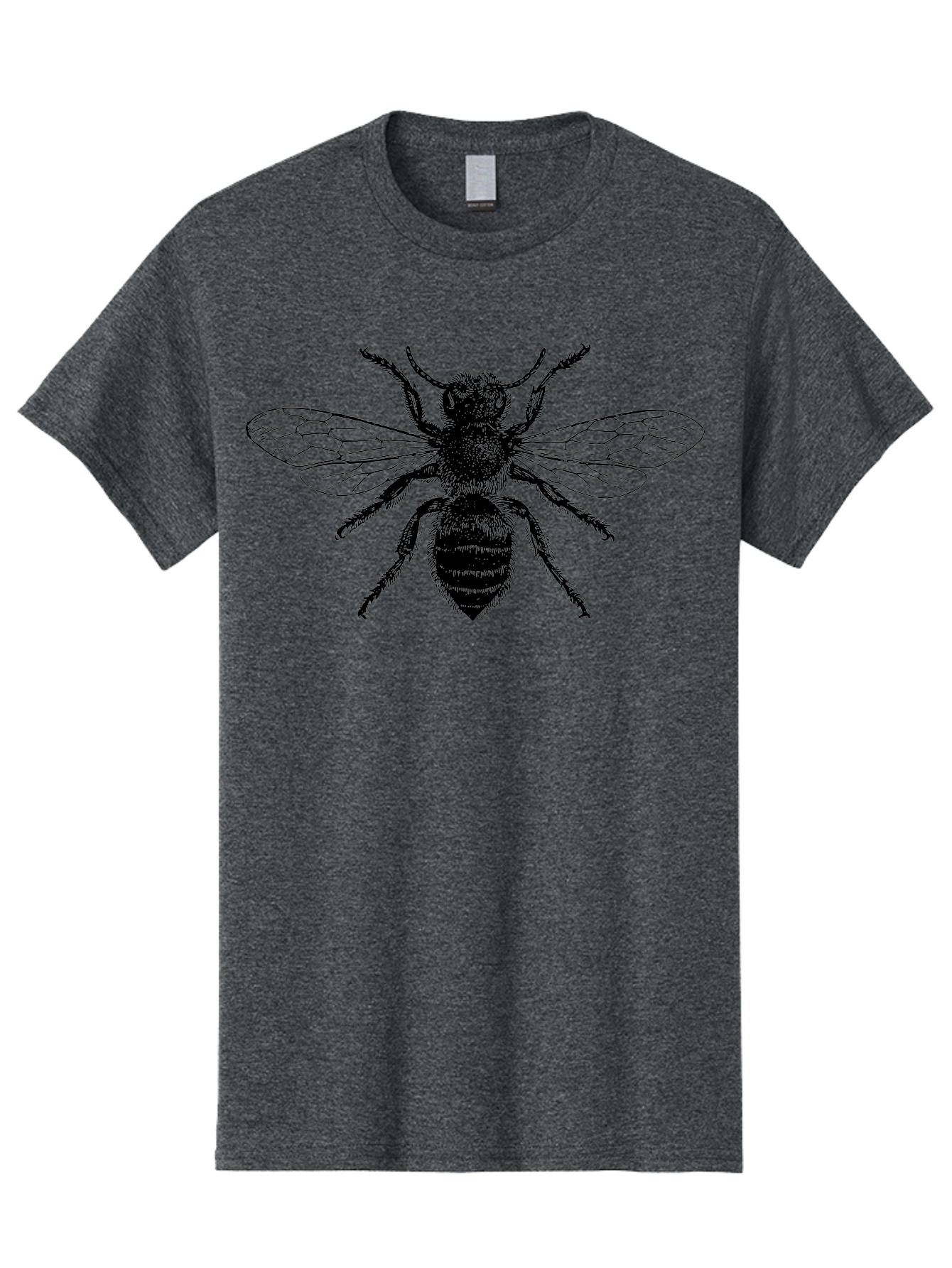 Bee-Illustration Men'S Graphic Tee, 100% Cotton, Comfortable Casual Summer Wear, Machine Washable, Bee With Striped Body, Black And White Illustration, Insect Art, Detailed Drawing, Winged Creature, Pollinator, Nature Graphic, Simple Design Aab502