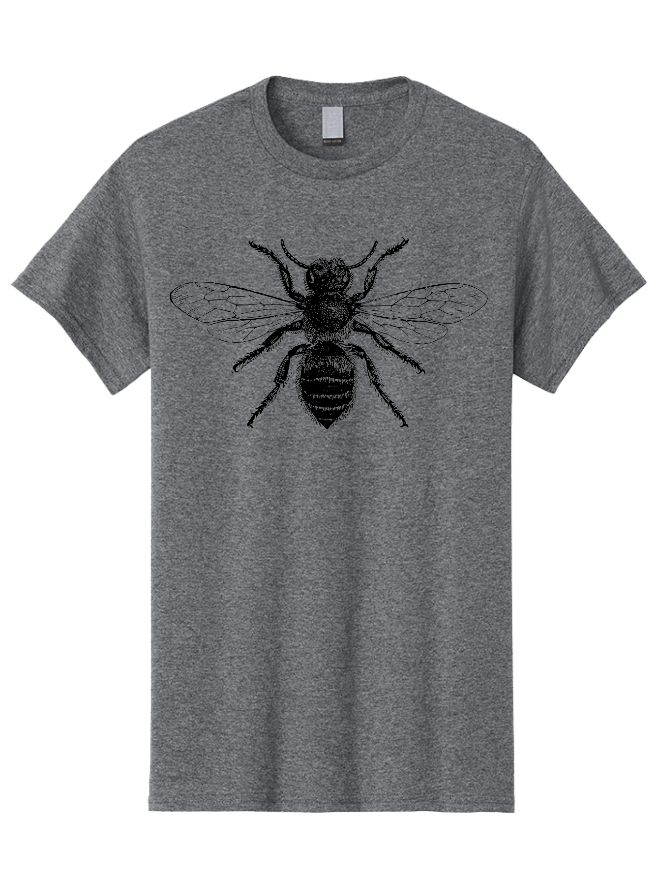 Bee-Illustration Men'S Graphic Tee, 100% Cotton, Comfortable Casual Summer Wear, Machine Washable, Bee With Striped Body, Black And White Illustration, Insect Art, Detailed Drawing, Winged Creature, Pollinator, Nature Graphic, Simple Design Aab502