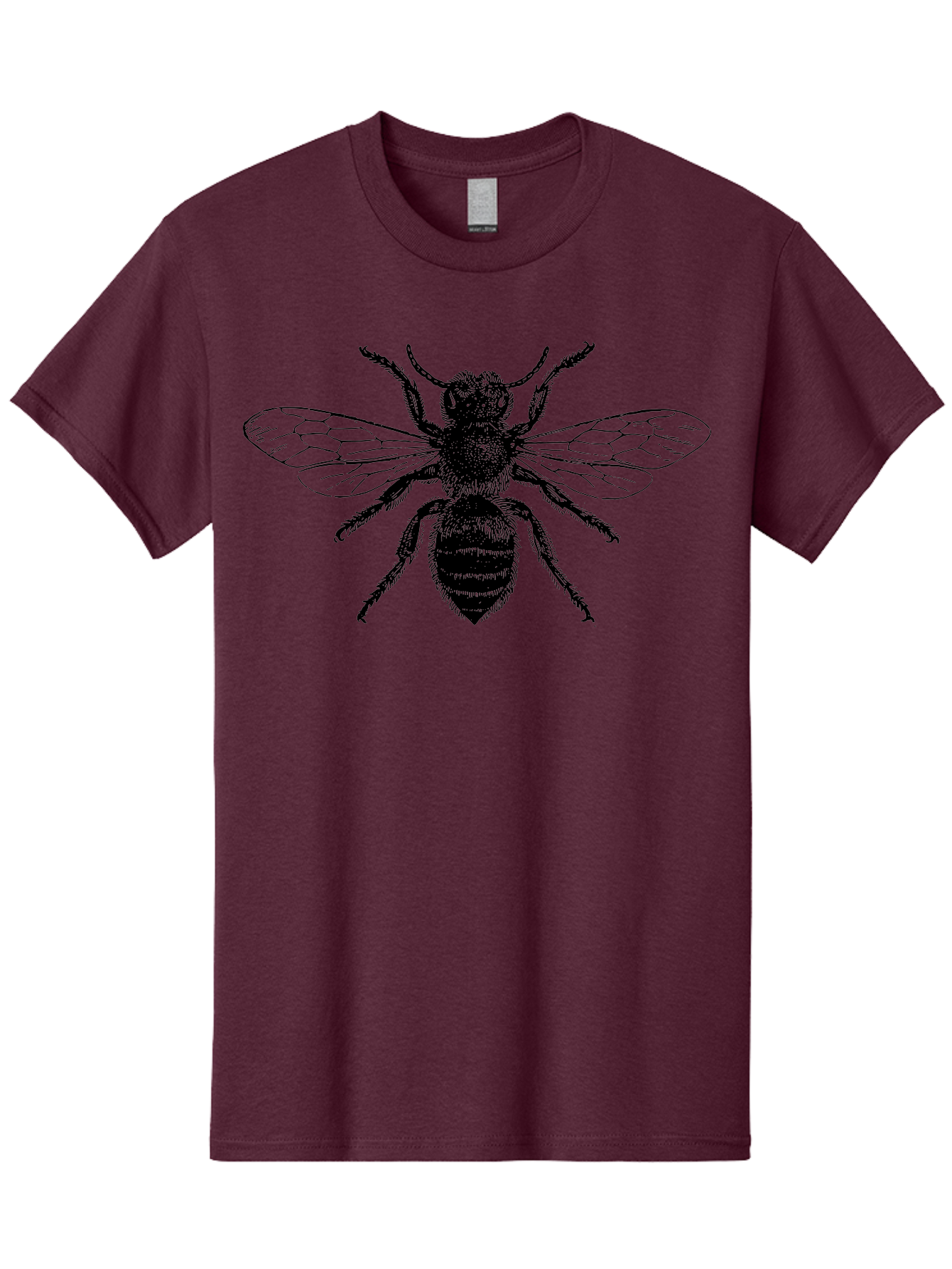 Bee-Illustration Men'S Graphic Tee, 100% Cotton, Comfortable Casual Summer Wear, Machine Washable, Bee With Striped Body, Black And White Illustration, Insect Art, Detailed Drawing, Winged Creature, Pollinator, Nature Graphic, Simple Design Aab502