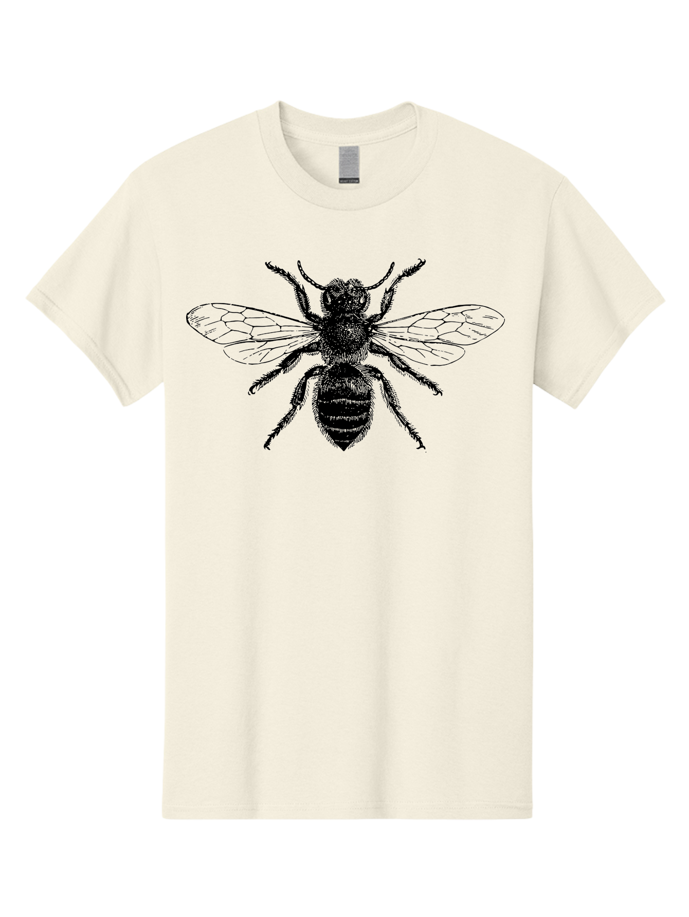 Bee-Illustration Men'S Graphic Tee, 100% Cotton, Comfortable Casual Summer Wear, Machine Washable, Bee With Striped Body, Black And White Illustration, Insect Art, Detailed Drawing, Winged Creature, Pollinator, Nature Graphic, Simple Design Aab502