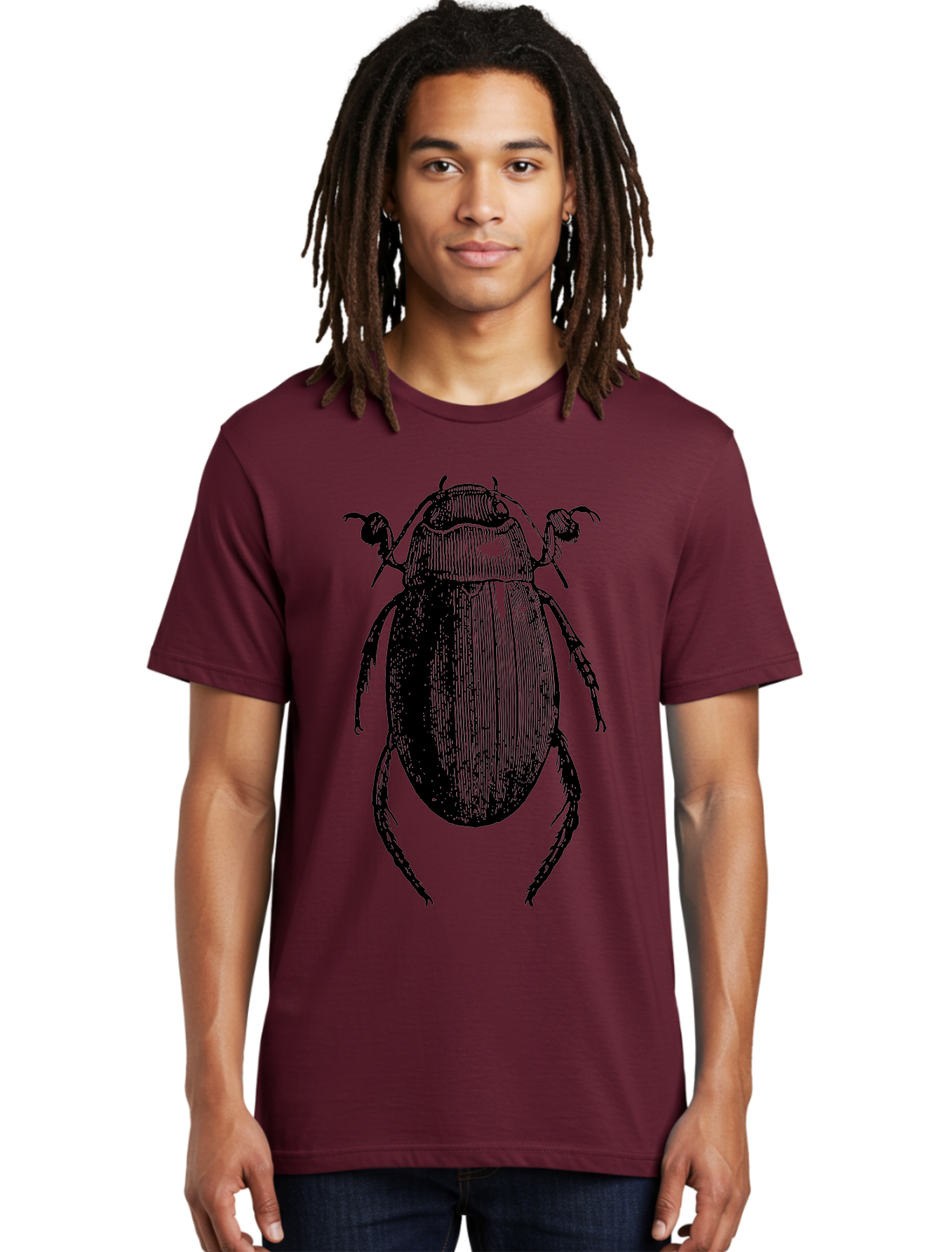 Beetle-1 Men'S Graphic Tee, 100% Cotton, Comfortable Casual Summer Wear, Machine Washable, Black Beetle Illustration, Insect Drawing, Detailed Artwork, Entomology Art, Bug Graphic, Vintage Style Aab504