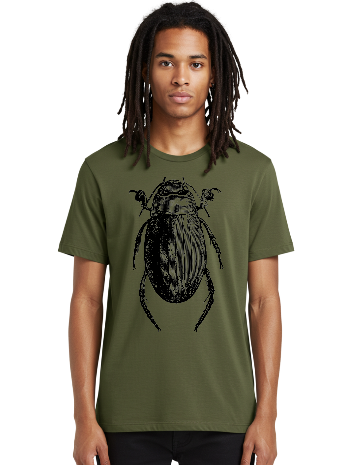 Beetle-1 Men'S Graphic Tee, 100% Cotton, Comfortable Casual Summer Wear, Machine Washable, Black Beetle Illustration, Insect Drawing, Detailed Artwork, Entomology Art, Bug Graphic, Vintage Style Aab504