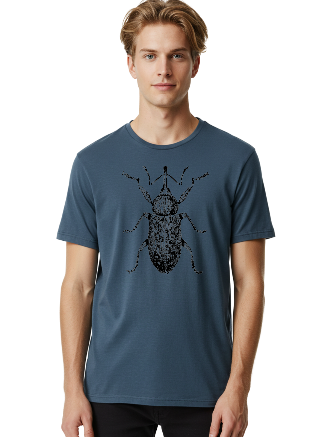Beetle-2 Men'S Graphic Tee, 100% Cotton, Comfortable Casual Summer Wear, Machine Washable, Boll Weevil, Insect Illustration, Detailed Artwork, Weevil Species, Agricultural Pest, Entomology Art, Black And Green Illustration, Intricate Design Aab505
