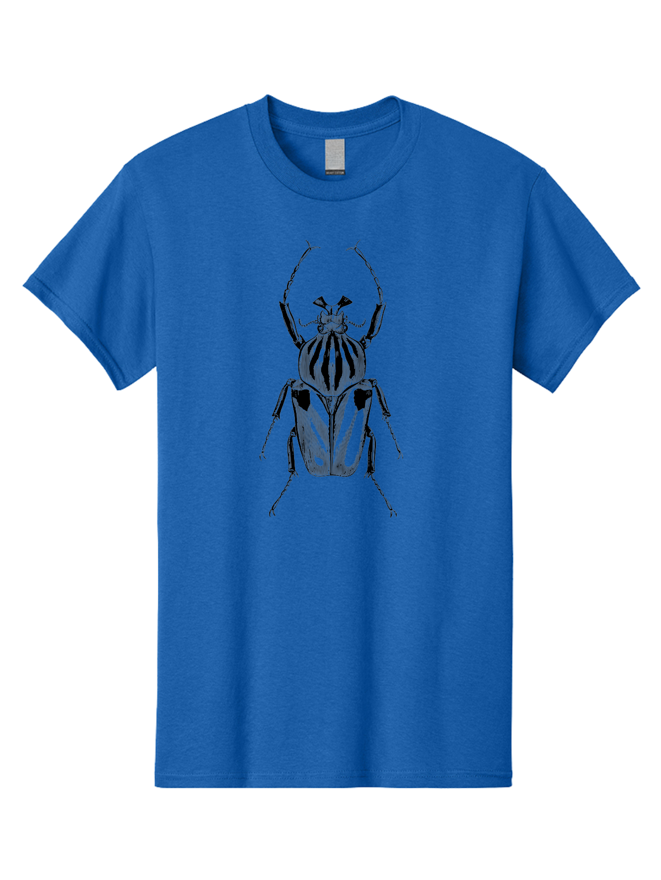 Beetle-Illustration-1 Men'S Graphic Tee, 100% Cotton, Comfortable Casual Summer Wear, Machine Washable, Beetle Illustration, Insect Art, Entomology, Striped Beetle, Black And Green, Detailed Drawing, Wildlife Illustration, Bug Graphics Aab507