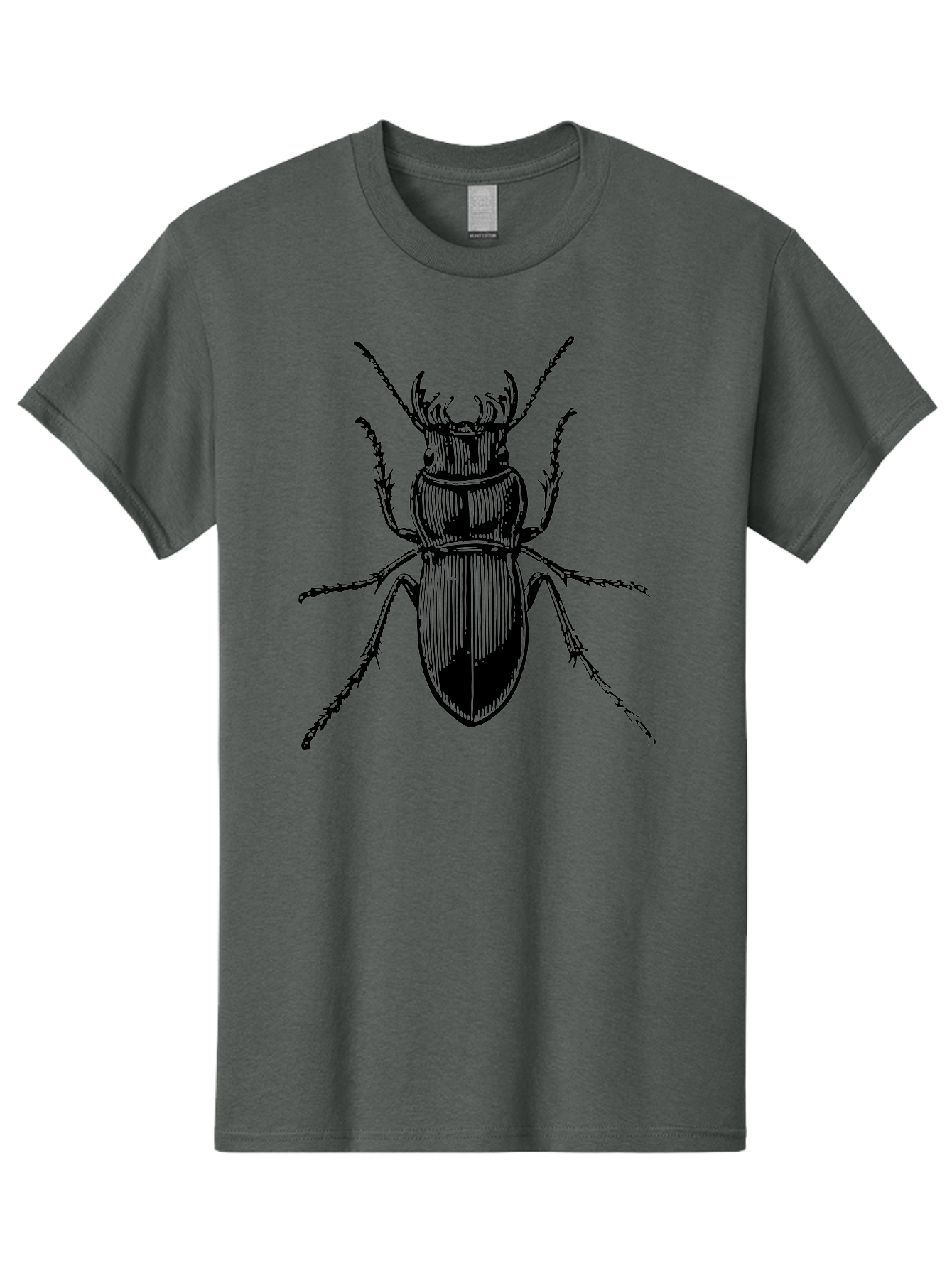 Beetle-Illustration-2 Men'S Graphic Tee, 100% Cotton, Comfortable Casual Summer Wear, Machine Washable, Beetle Illustration, Black Insect, Detailed Drawing, Entomology Art, Insect Anatomy, Wildlife Graphic, Bug Design, Ornate Beetle Aab508