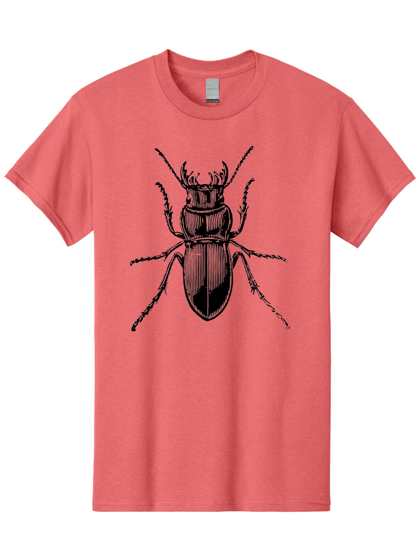 Beetle-Illustration-2 Men'S Graphic Tee, 100% Cotton, Comfortable Casual Summer Wear, Machine Washable, Beetle Illustration, Black Insect, Detailed Drawing, Entomology Art, Insect Anatomy, Wildlife Graphic, Bug Design, Ornate Beetle Aab508