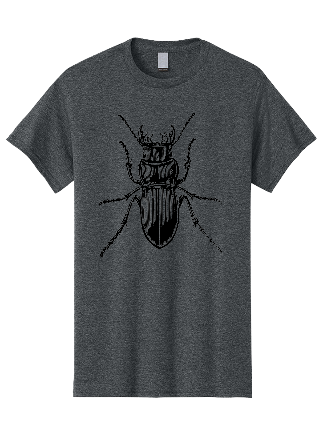 Beetle-Illustration-2 Men'S Graphic Tee, 100% Cotton, Comfortable Casual Summer Wear, Machine Washable, Beetle Illustration, Black Insect, Detailed Drawing, Entomology Art, Insect Anatomy, Wildlife Graphic, Bug Design, Ornate Beetle Aab508
