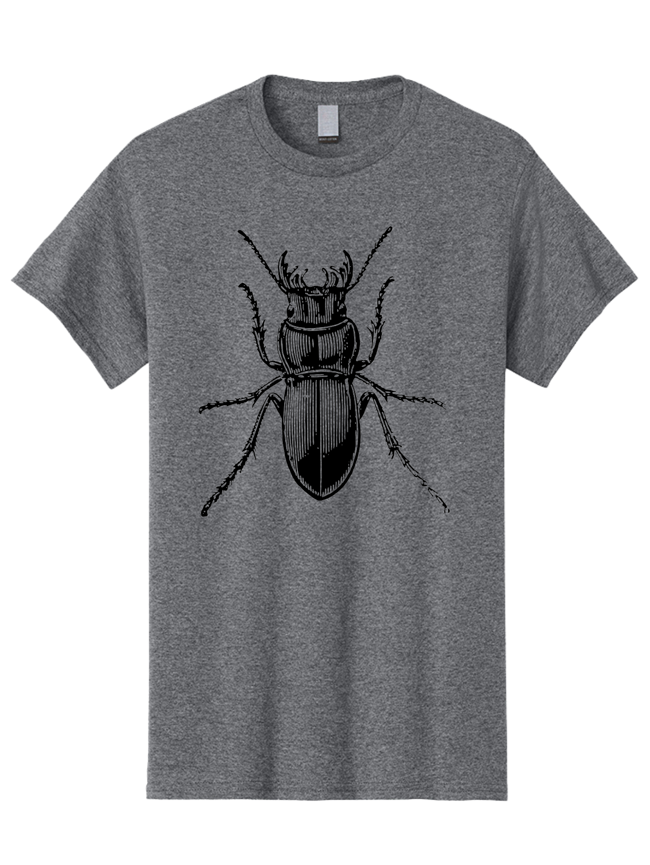 Beetle-Illustration-2 Men'S Graphic Tee, 100% Cotton, Comfortable Casual Summer Wear, Machine Washable, Beetle Illustration, Black Insect, Detailed Drawing, Entomology Art, Insect Anatomy, Wildlife Graphic, Bug Design, Ornate Beetle Aab508