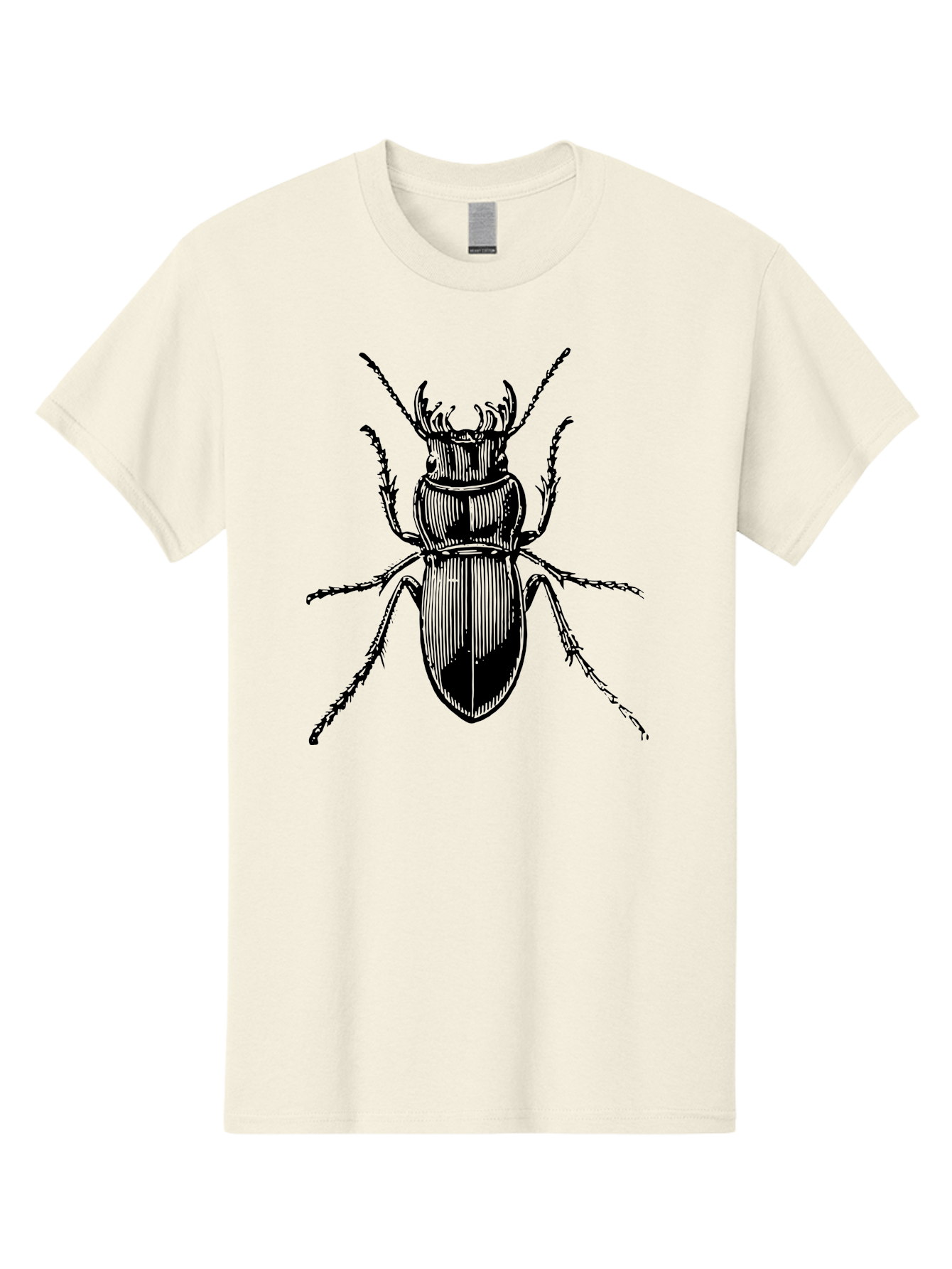 Beetle-Illustration-2 Men'S Graphic Tee, 100% Cotton, Comfortable Casual Summer Wear, Machine Washable, Beetle Illustration, Black Insect, Detailed Drawing, Entomology Art, Insect Anatomy, Wildlife Graphic, Bug Design, Ornate Beetle Aab508