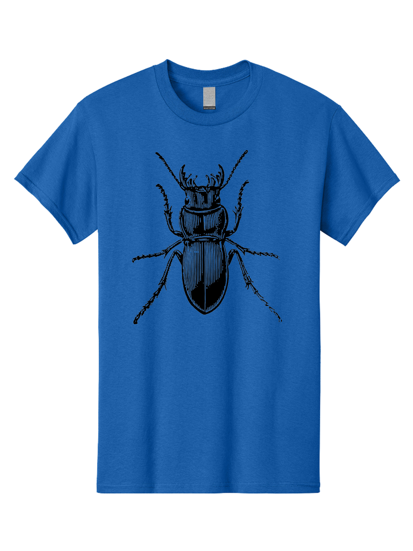 Beetle-Illustration-2 Men'S Graphic Tee, 100% Cotton, Comfortable Casual Summer Wear, Machine Washable, Beetle Illustration, Black Insect, Detailed Drawing, Entomology Art, Insect Anatomy, Wildlife Graphic, Bug Design, Ornate Beetle Aab508