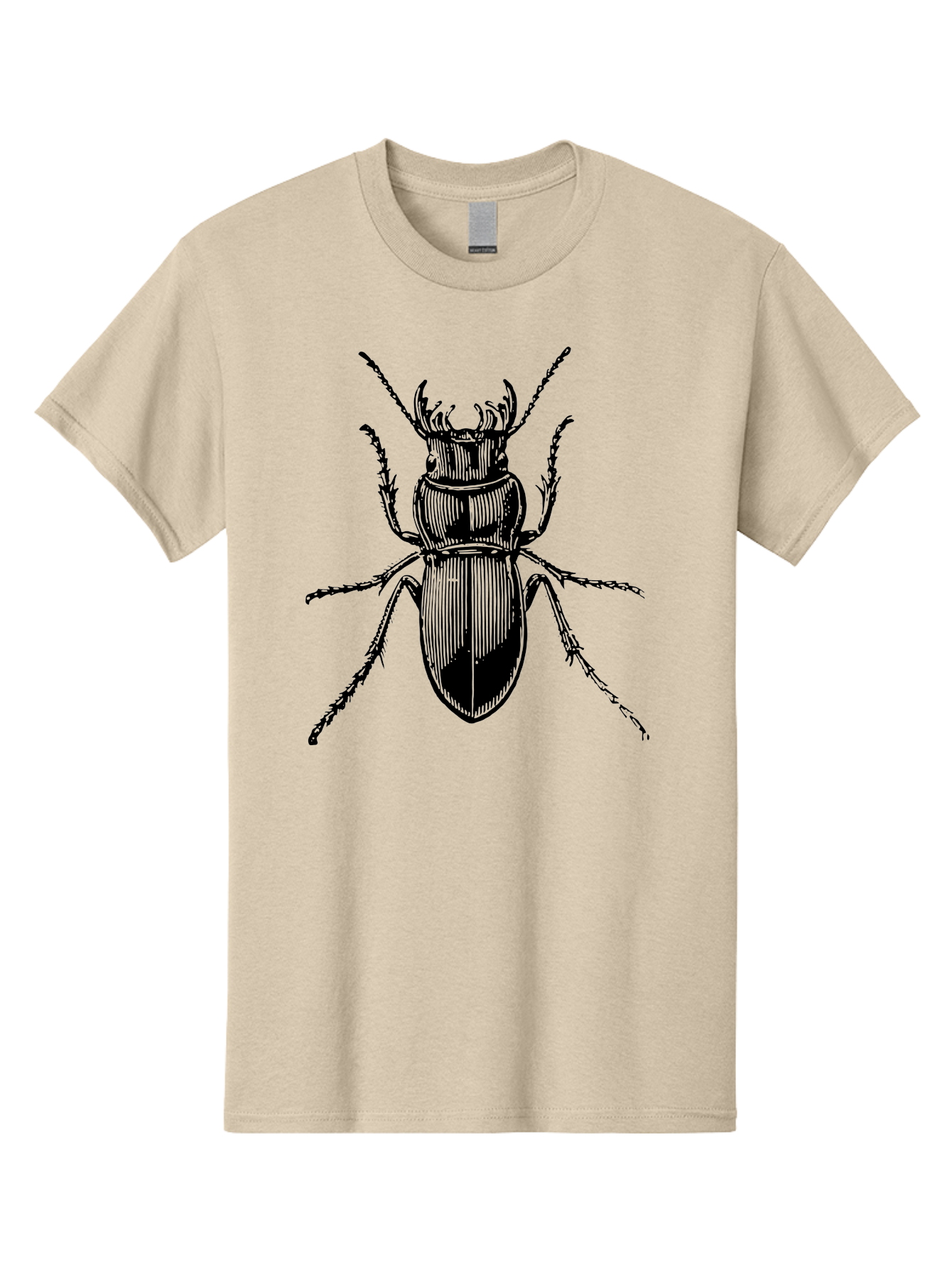 Beetle-Illustration-2 Men'S Graphic Tee, 100% Cotton, Comfortable Casual Summer Wear, Machine Washable, Beetle Illustration, Black Insect, Detailed Drawing, Entomology Art, Insect Anatomy, Wildlife Graphic, Bug Design, Ornate Beetle Aab508