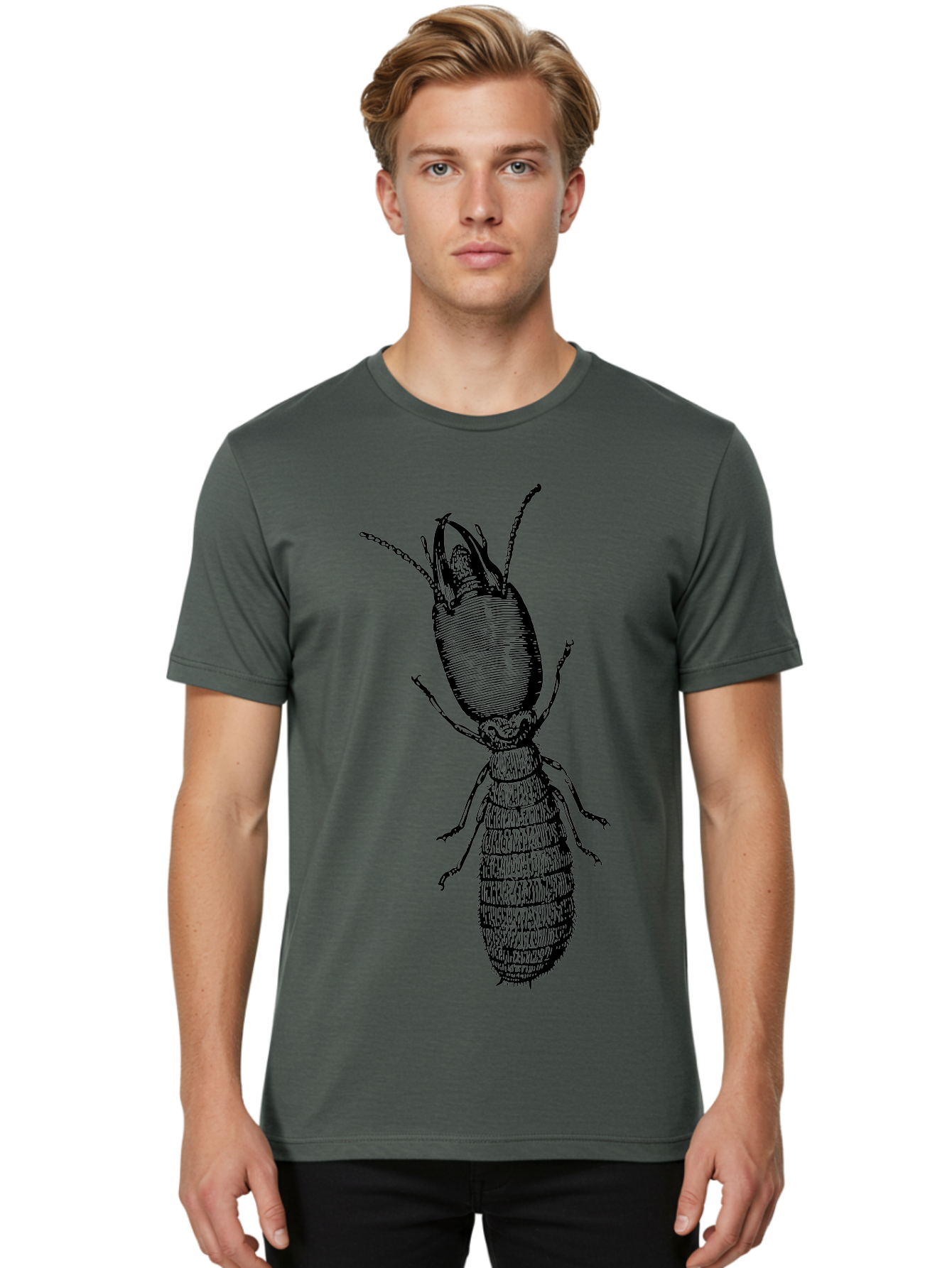 Beetle-Illustration Men'S Graphic Tee, 100% Cotton, Comfortable Casual Summer Wear, Machine Washable, Insect Anatomy, Entomology Illustration, Beetle Species, Detailed Drawing, Scientific Artwork, Insect Morphology, Nature Study Aab509