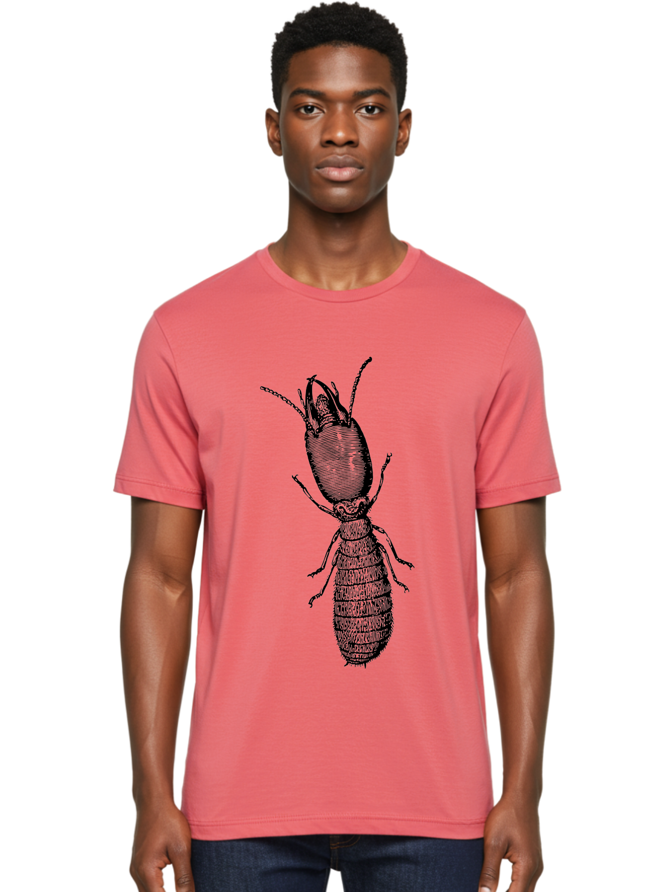 Beetle-Illustration Men'S Graphic Tee, 100% Cotton, Comfortable Casual Summer Wear, Machine Washable, Insect Anatomy, Entomology Illustration, Beetle Species, Detailed Drawing, Scientific Artwork, Insect Morphology, Nature Study Aab509