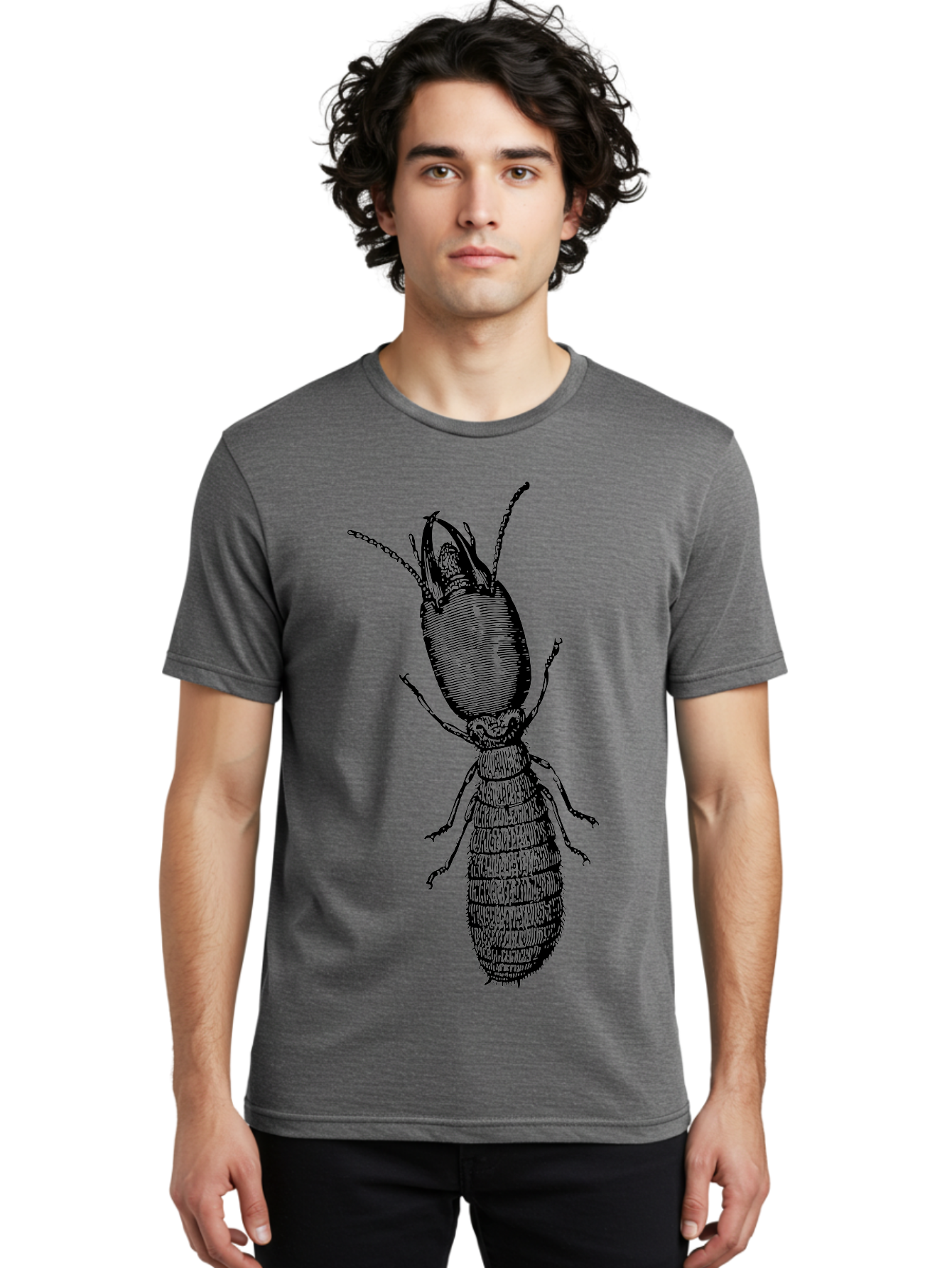Beetle-Illustration Men'S Graphic Tee, 100% Cotton, Comfortable Casual Summer Wear, Machine Washable, Insect Anatomy, Entomology Illustration, Beetle Species, Detailed Drawing, Scientific Artwork, Insect Morphology, Nature Study Aab509