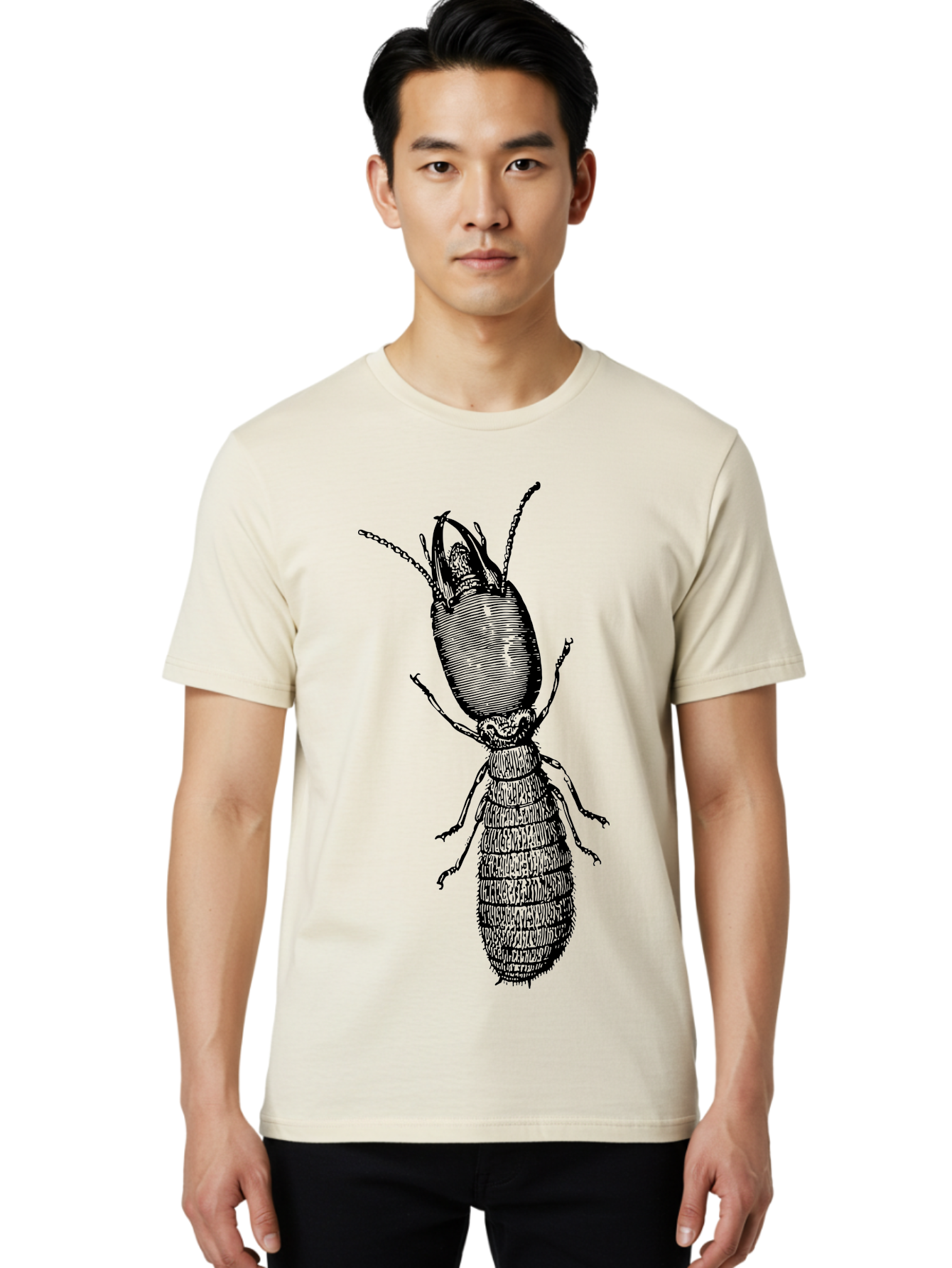 Beetle-Illustration Men'S Graphic Tee, 100% Cotton, Comfortable Casual Summer Wear, Machine Washable, Insect Anatomy, Entomology Illustration, Beetle Species, Detailed Drawing, Scientific Artwork, Insect Morphology, Nature Study Aab509
