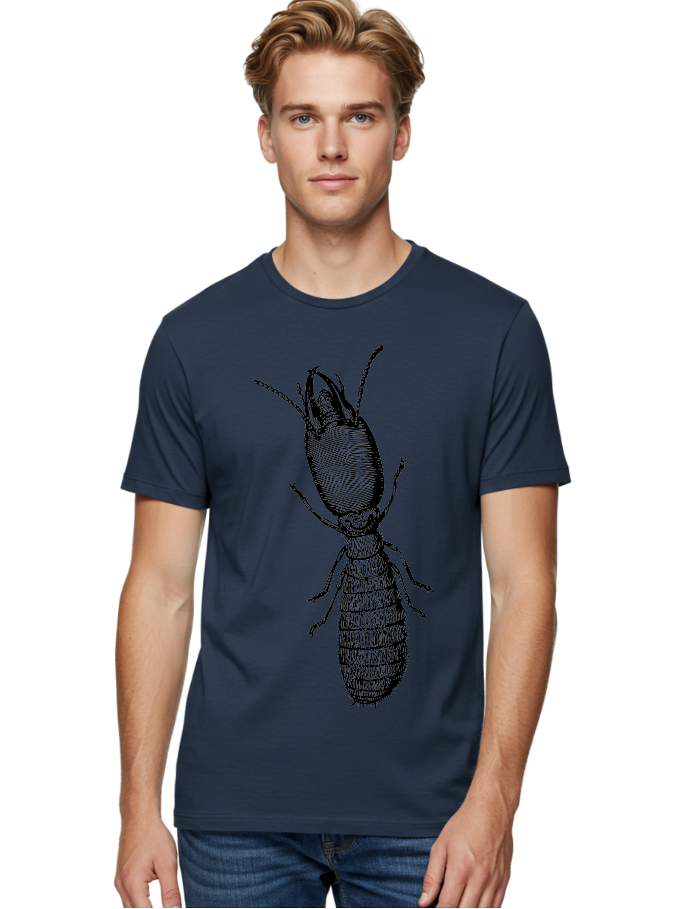 Beetle-Illustration Men'S Graphic Tee, 100% Cotton, Comfortable Casual Summer Wear, Machine Washable, Insect Anatomy, Entomology Illustration, Beetle Species, Detailed Drawing, Scientific Artwork, Insect Morphology, Nature Study Aab509