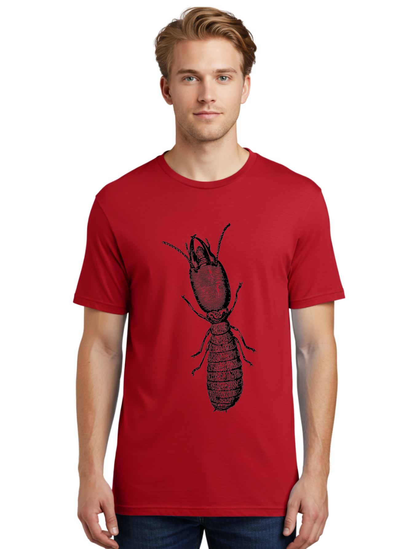 Beetle-Illustration Men'S Graphic Tee, 100% Cotton, Comfortable Casual Summer Wear, Machine Washable, Insect Anatomy, Entomology Illustration, Beetle Species, Detailed Drawing, Scientific Artwork, Insect Morphology, Nature Study Aab509
