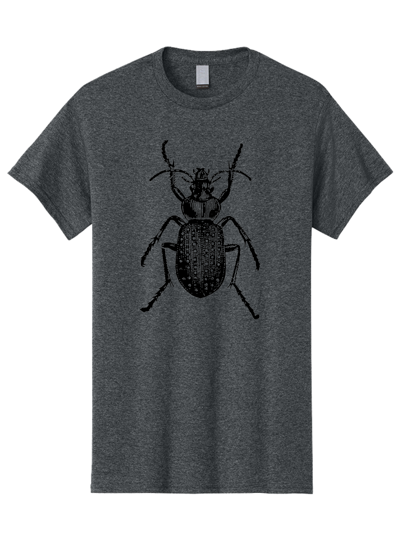 Beetle Men'S Graphic Tee, 100% Cotton, Comfortable Casual Summer Wear, Machine Washable, Black Beetle, Insect Illustration, Detailed Drawing, Entomology Art, Bug Graphic, Beetle Silhouette, Six Legs, Antennae, Insect Anatomy, Ornate Details Aab510