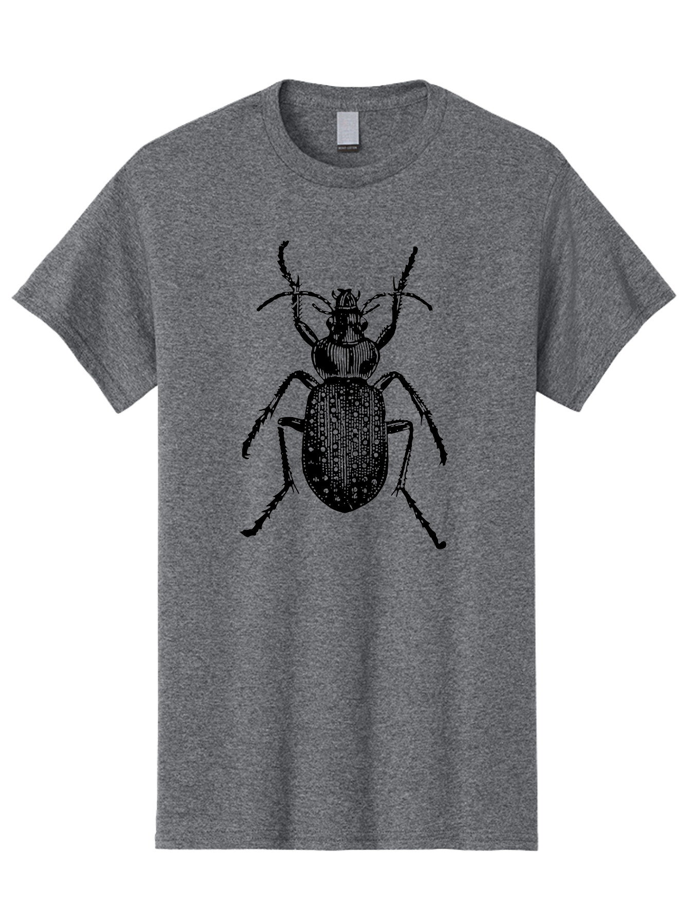 Beetle Men'S Graphic Tee, 100% Cotton, Comfortable Casual Summer Wear, Machine Washable, Black Beetle, Insect Illustration, Detailed Drawing, Entomology Art, Bug Graphic, Beetle Silhouette, Six Legs, Antennae, Insect Anatomy, Ornate Details Aab510