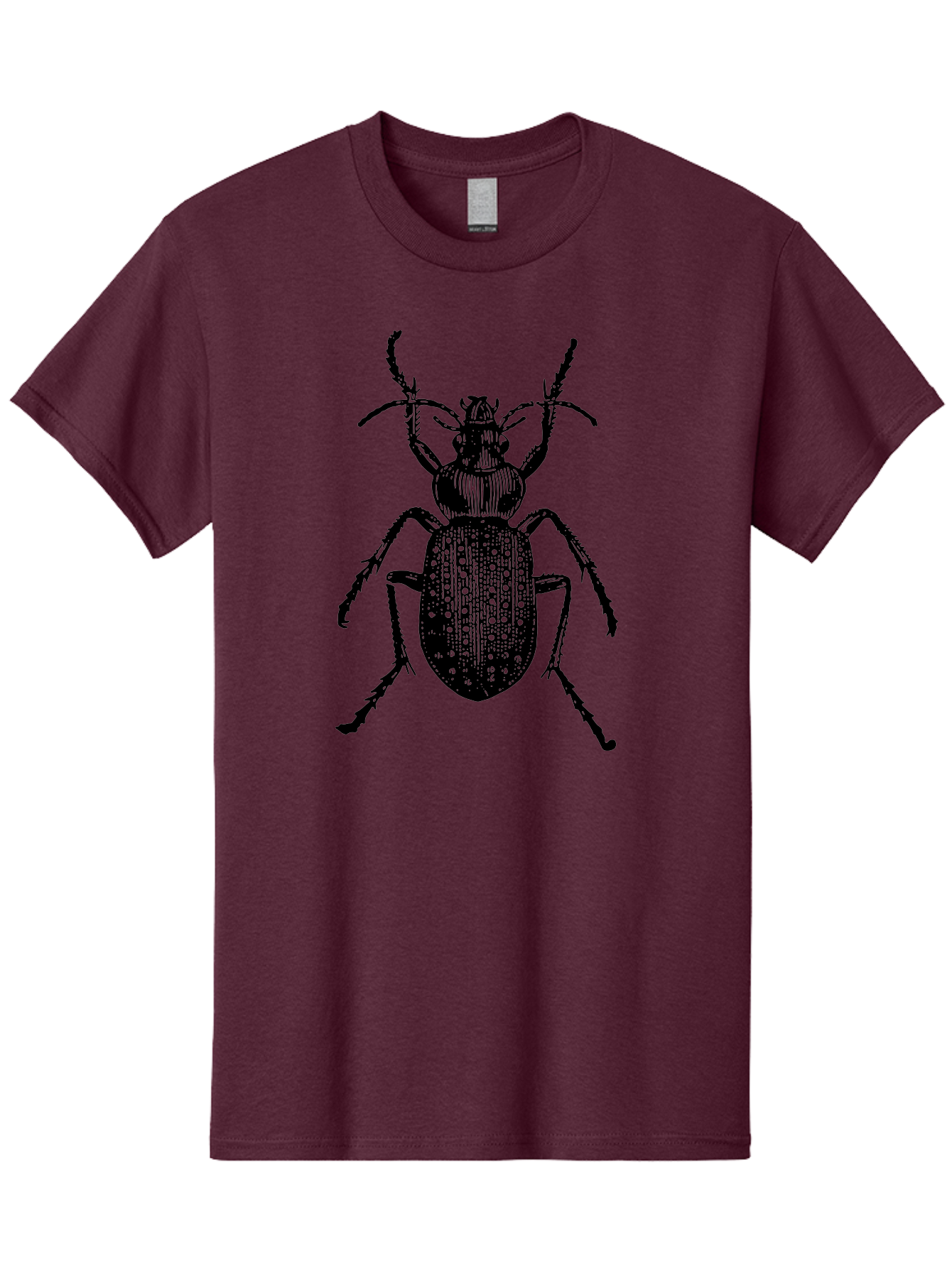 Beetle Men'S Graphic Tee, 100% Cotton, Comfortable Casual Summer Wear, Machine Washable, Black Beetle, Insect Illustration, Detailed Drawing, Entomology Art, Bug Graphic, Beetle Silhouette, Six Legs, Antennae, Insect Anatomy, Ornate Details Aab510