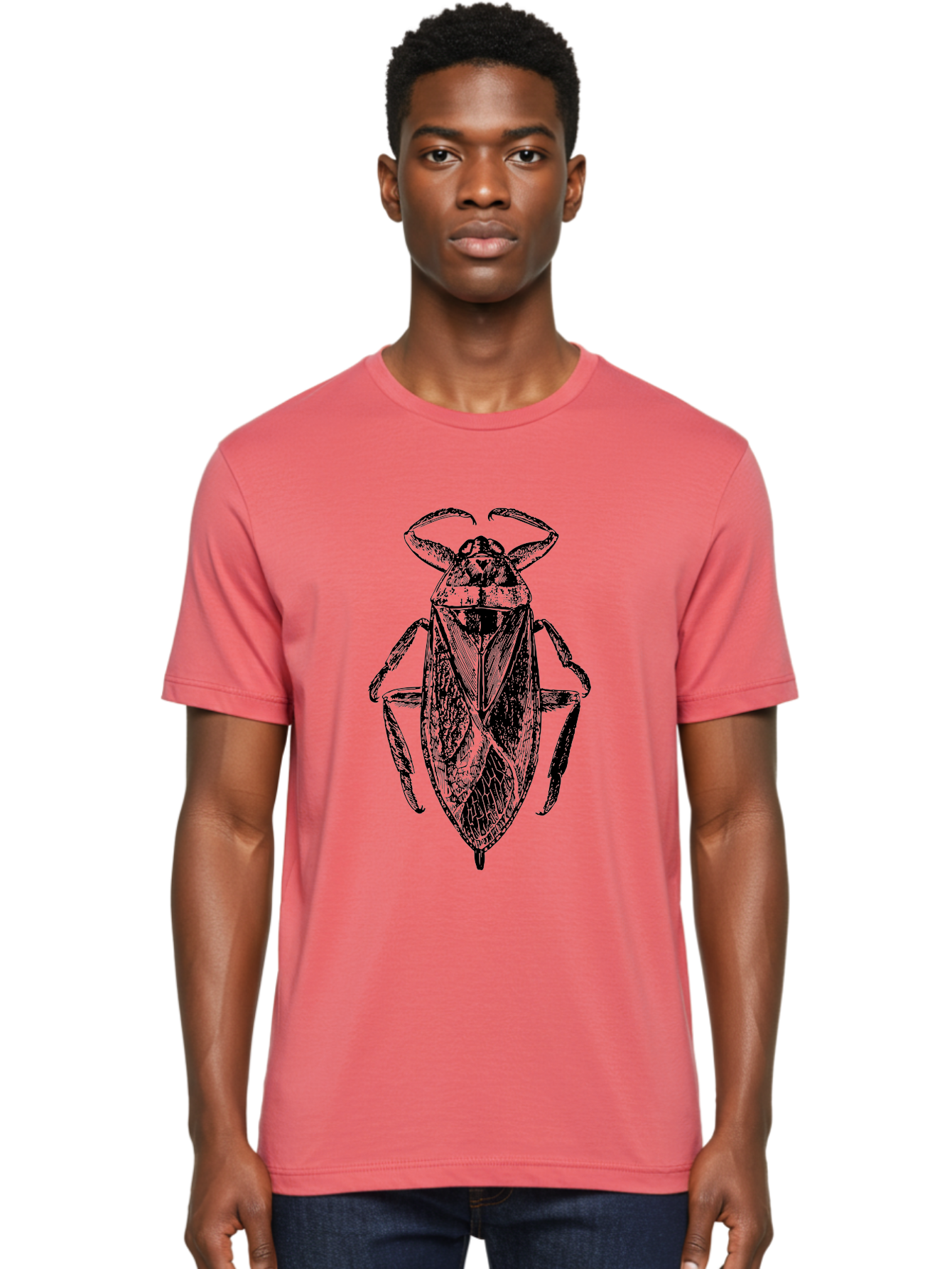 Bug-Illustration Men'S Graphic Tee, 100% Cotton, Comfortable Casual Summer Wear, Machine Washable, Insect Illustration, Entomology Art, Bug Drawing, Water Bug, Insect Anatomy, Wildlife Illustration, Detailed Artwork, Realistic Bug, Aab512